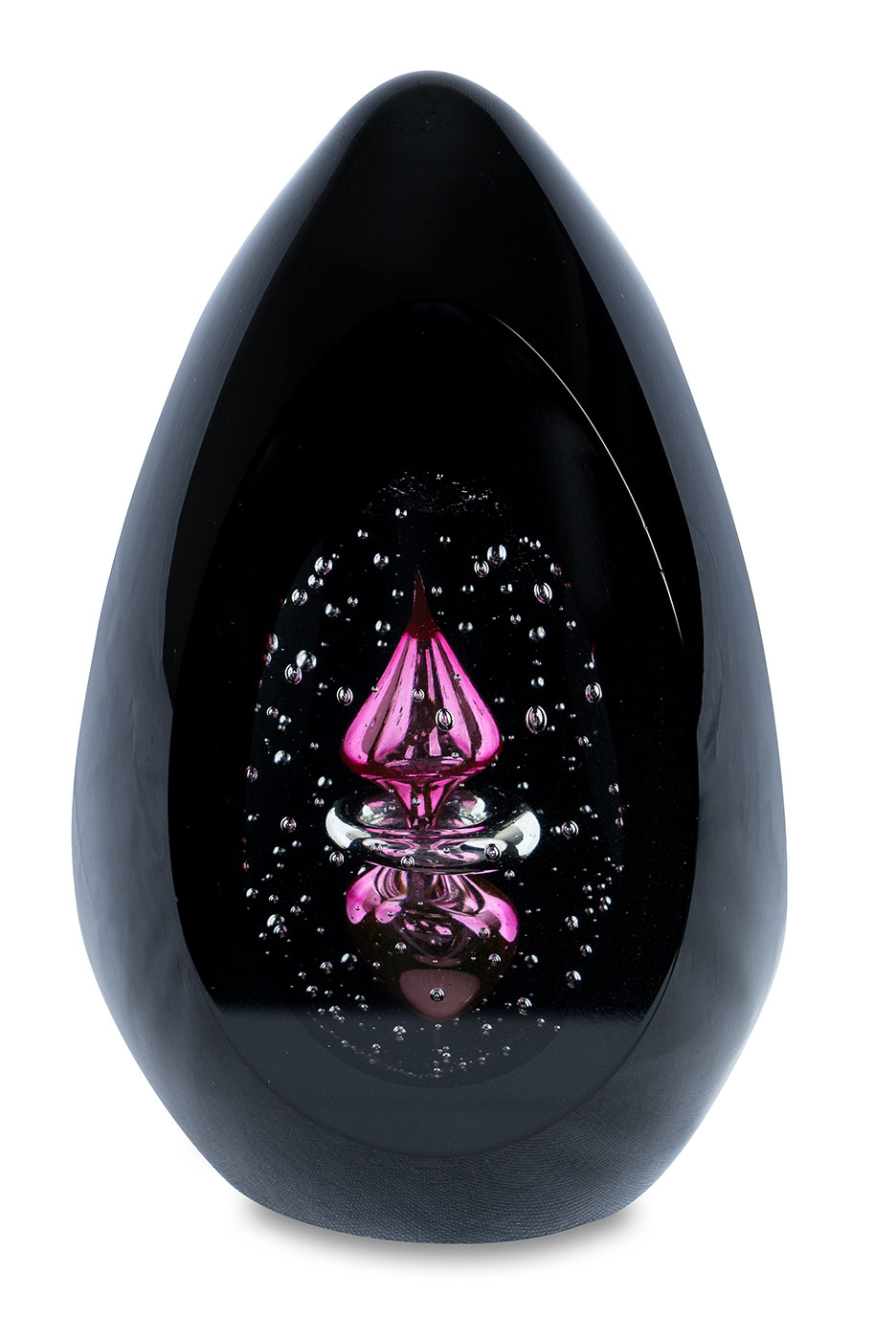 Design Glas Skulptur H15cm Schwarz Rosa Kunst Unikat Briefbeschwerer Deko Figur