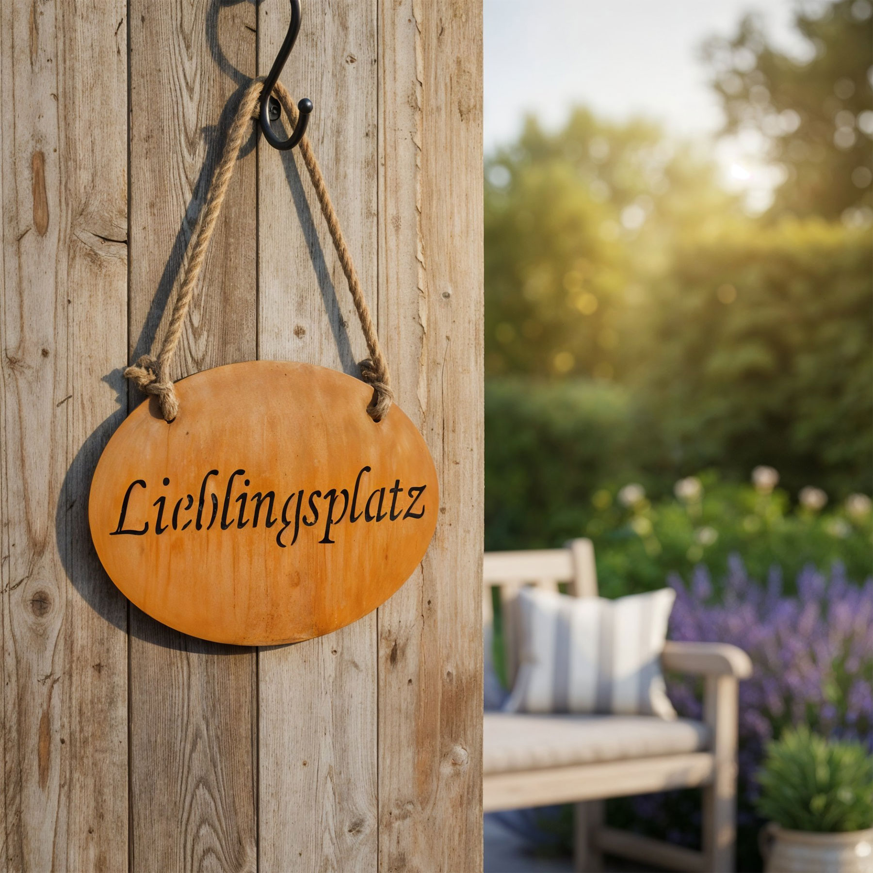 Gartenschild Lieblingsplatz L30cm Edelrost Garten-Deko Schild Türschild Wandbild