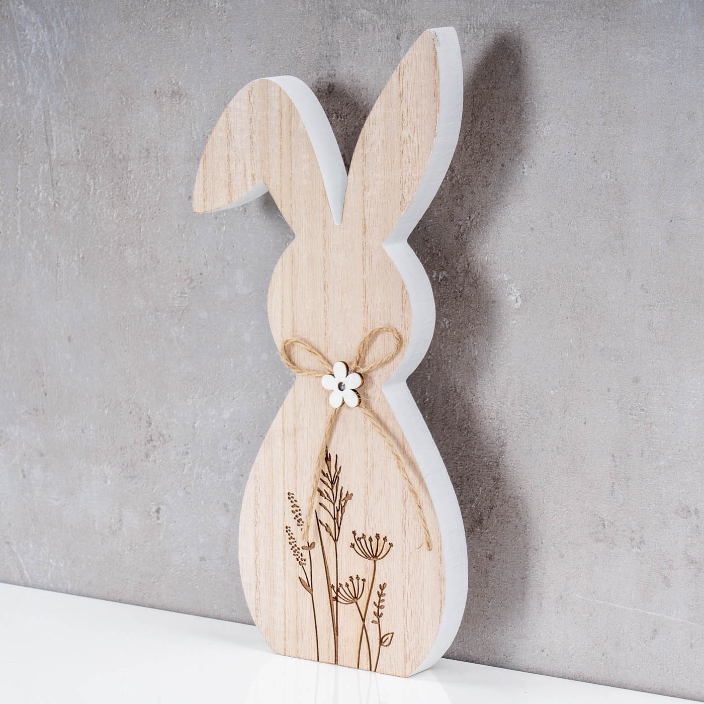 Deko Aufsteller Hase Holz H20cm Blumen Natur Tischdeko Frühling Ostern Deko