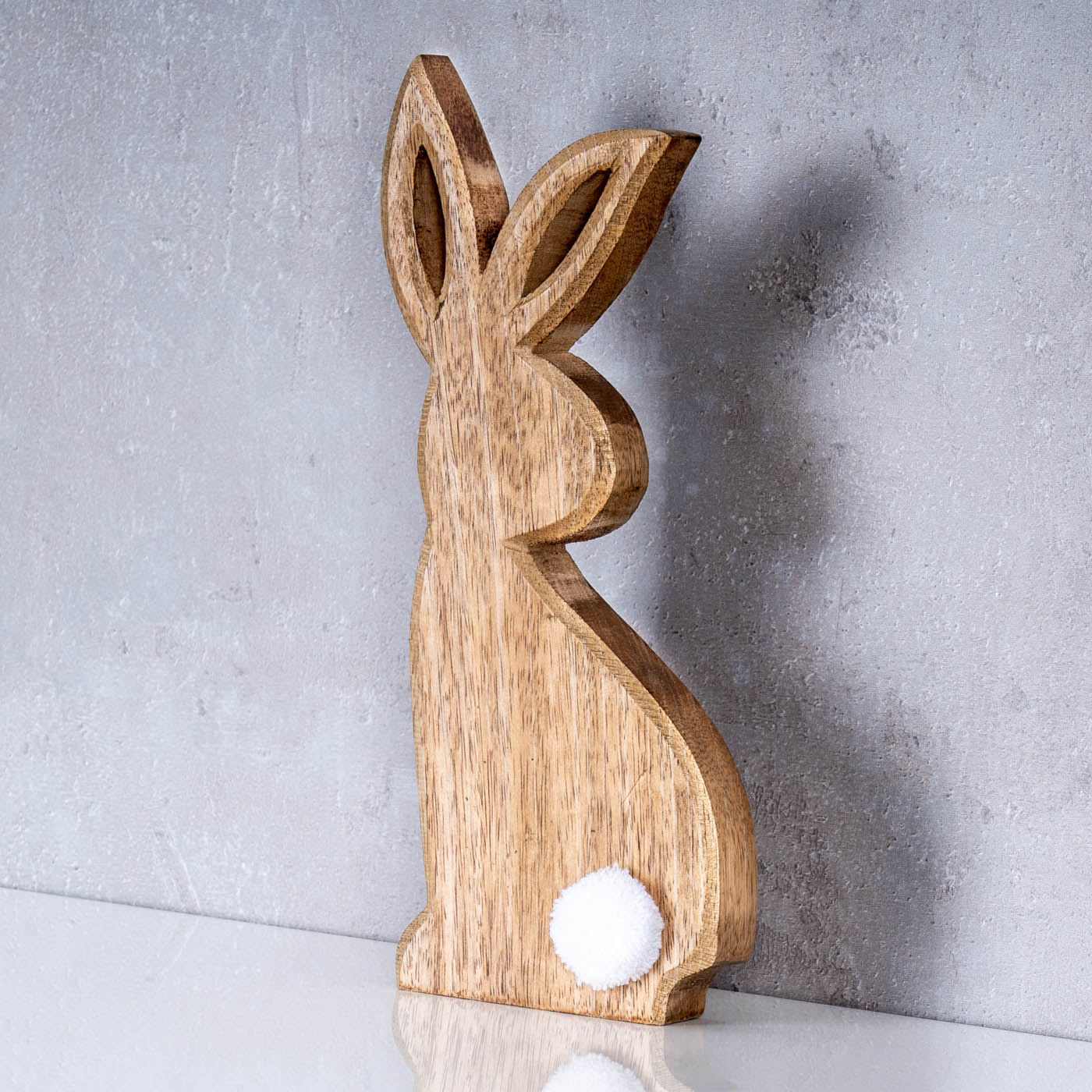 Hase H25cm Mangoholz Holz Osterhase Osterdeko Dekoaufsteller Deko Figur Frühling