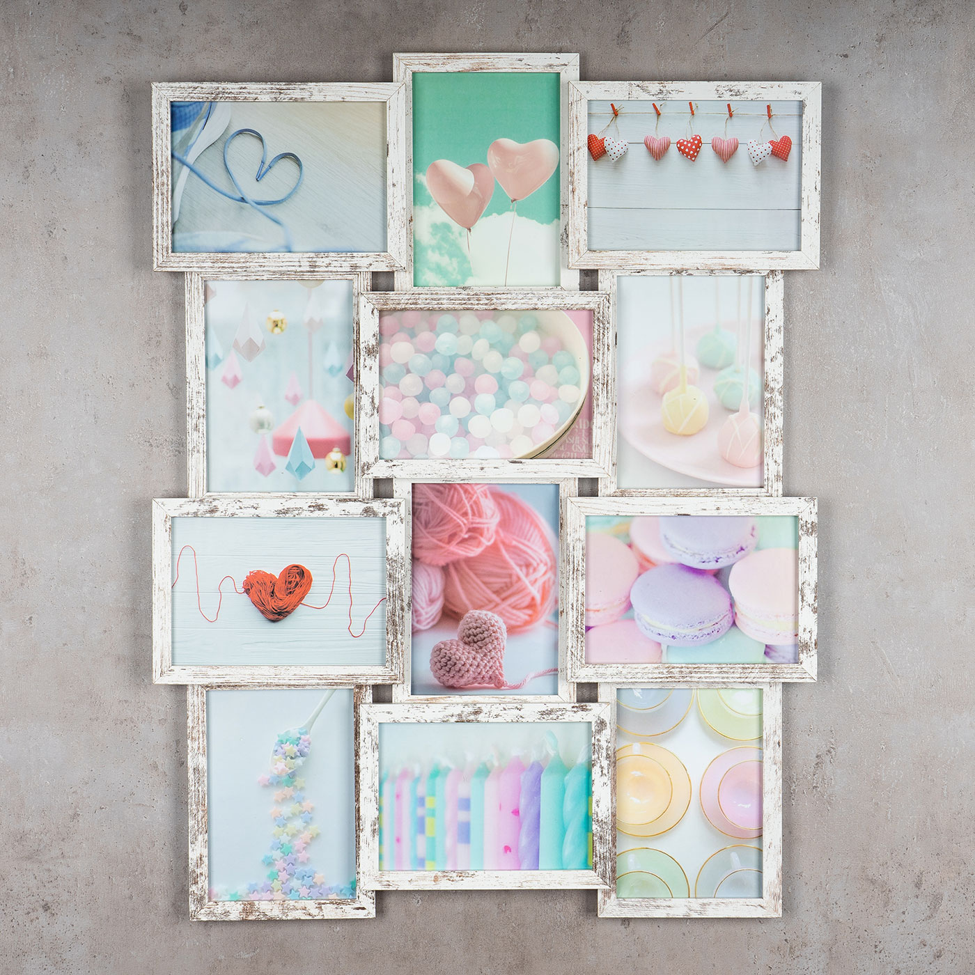 levandeo Bilderrahmen Collage 51x68cm 12 Fotos 13x18 Shabby Chic MDF Holz Glas