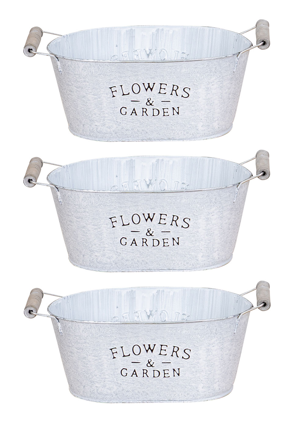3er Set Pflanzkübel L25cm Metall Pflanztopf Vintage Shabby Chic Balkon Garten