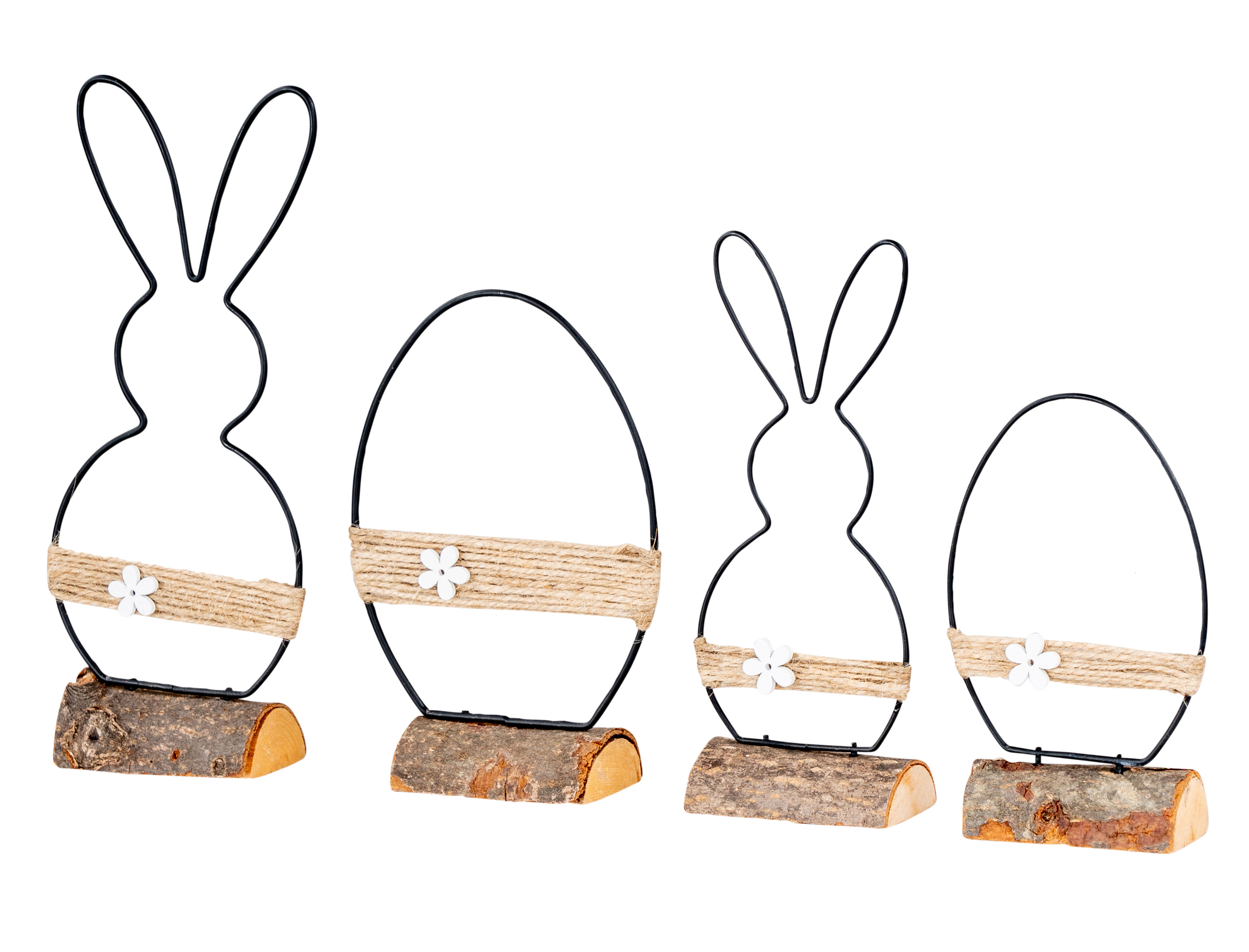 4er Set Deko Aufsteller Hase Metall Schwarz Osterdeko Osterei Tischdeko Frühling