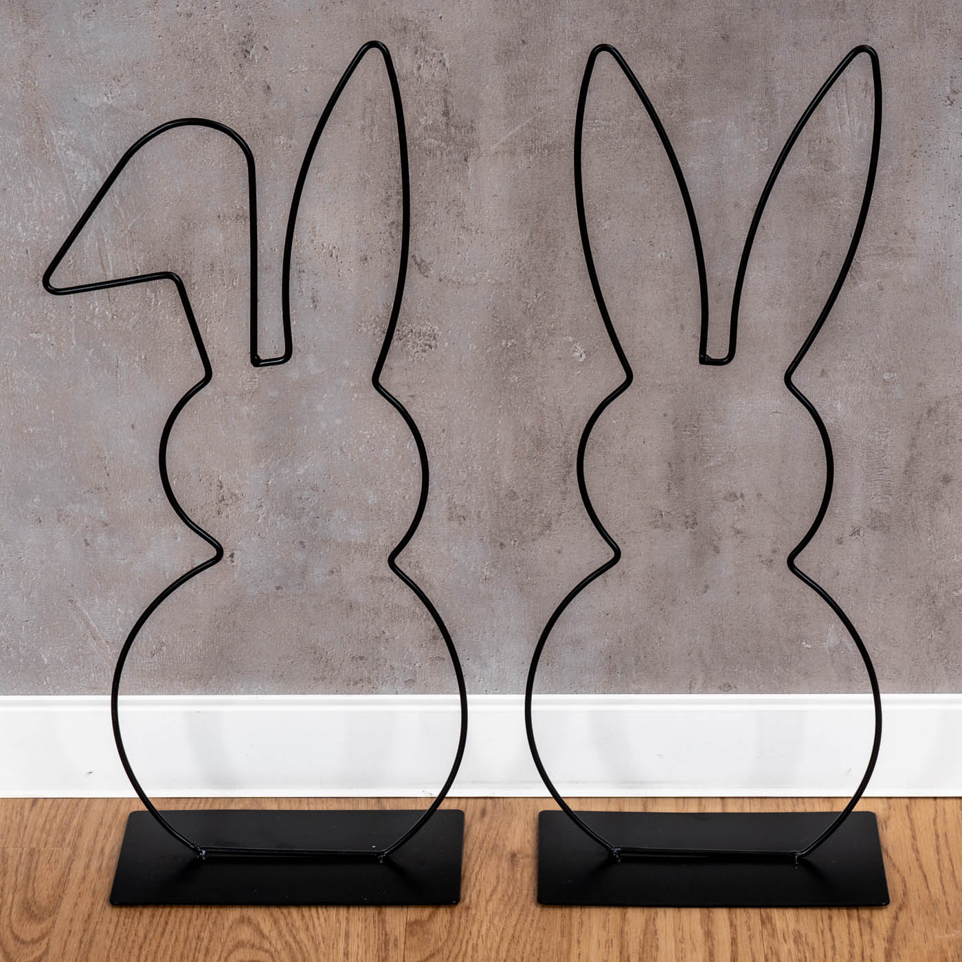 2er Set Hase Aufsteller Metall H50cm Schwarz Osterdeko Tischdeko Frühlingsdeko