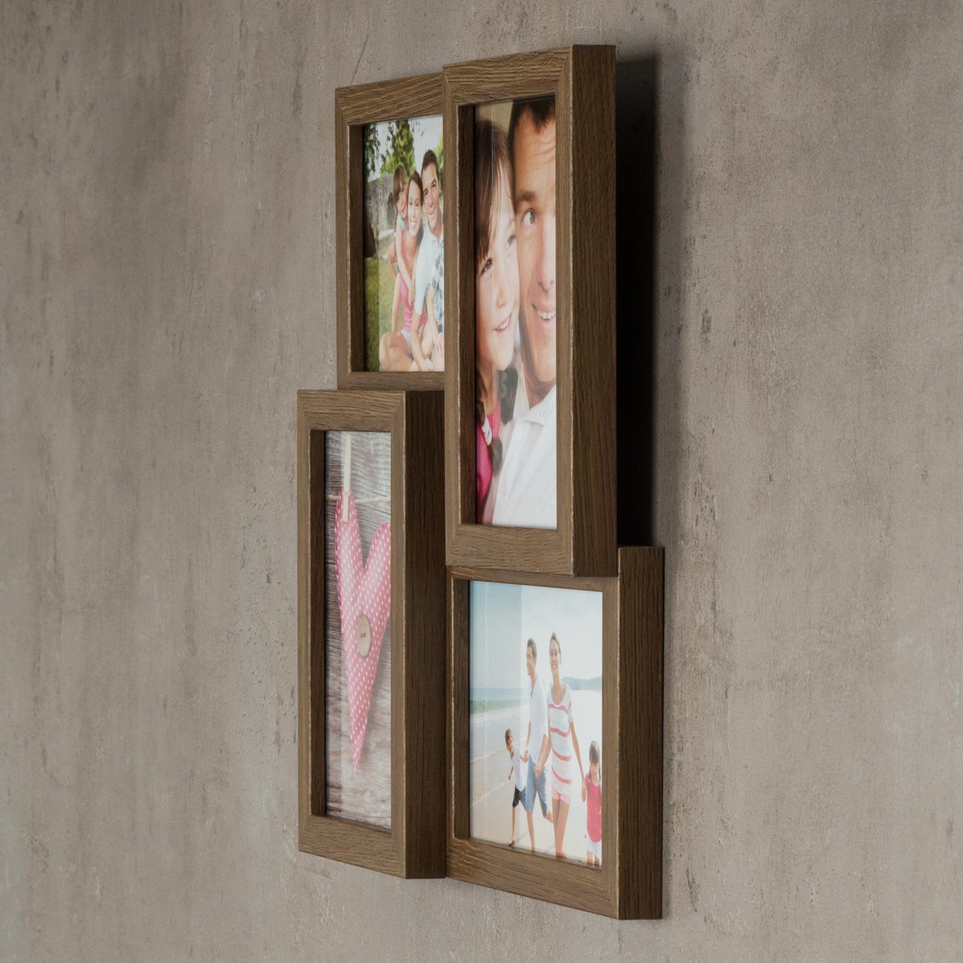 levandeo Bilderrahmen Collage 28x28cm 4 Fotos 10x15 Nussbaum MDF Holz Glas
