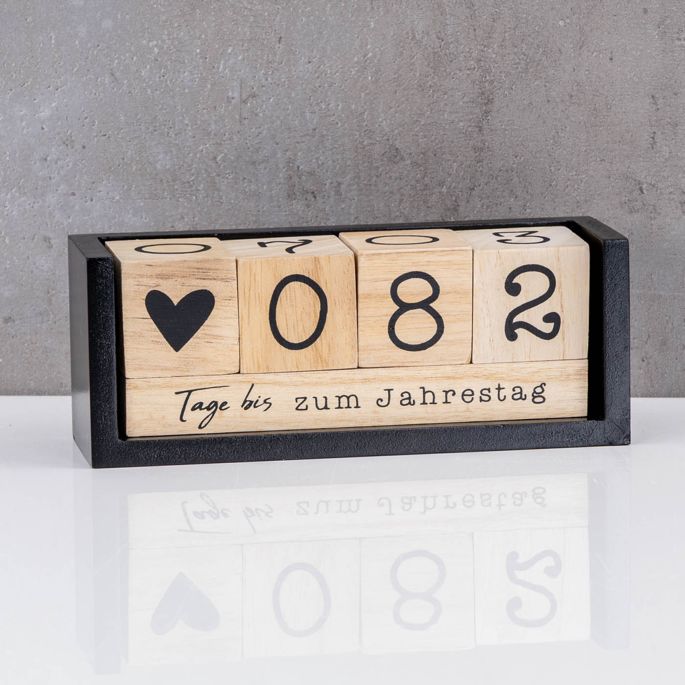 Würfel Countdown Kalender Holz Natur Schwarz Holzkalender Tischkalender Event