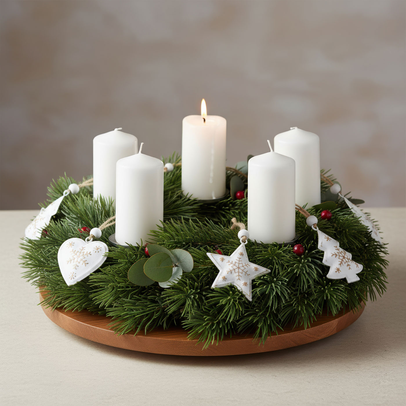 6 Weihnachtsanhänger Metall Weiß Gold Baumschmuck Weihnachtsbaum Stern Herz Deko