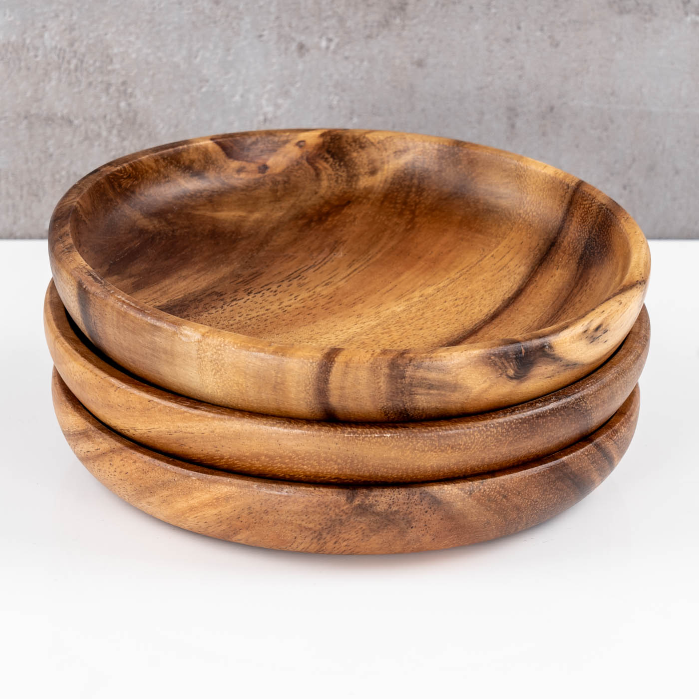 3er Set Snackschale Holz Akazie 15x15cm Rund Schale Obstschale Dekoschale Teller