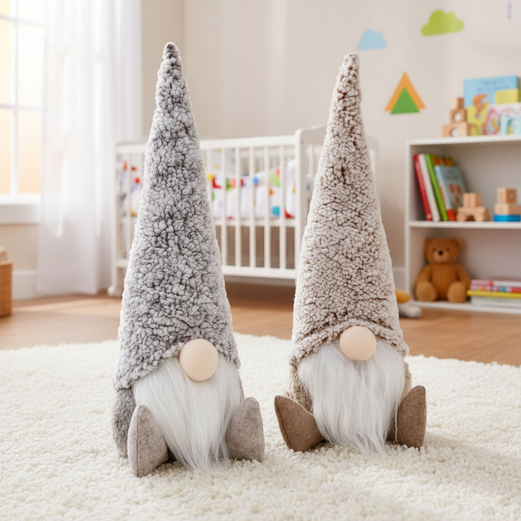 2er Set Wichtel Deko Figuren H40cm Grau Braun Weihnachten Zwerg Weihnachtsdeko