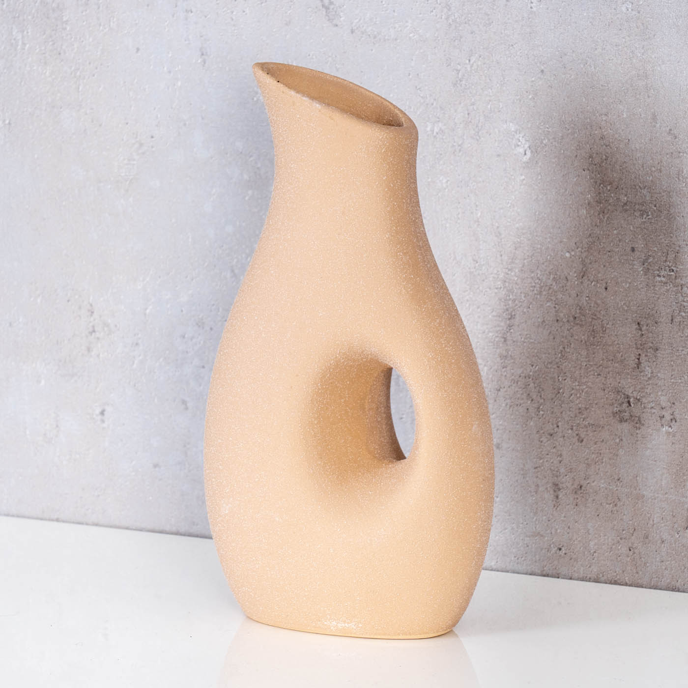 Vase H22cm Blumenvase Keramik Sand Beige Tischdeko Dekovase Keramikvase Deko