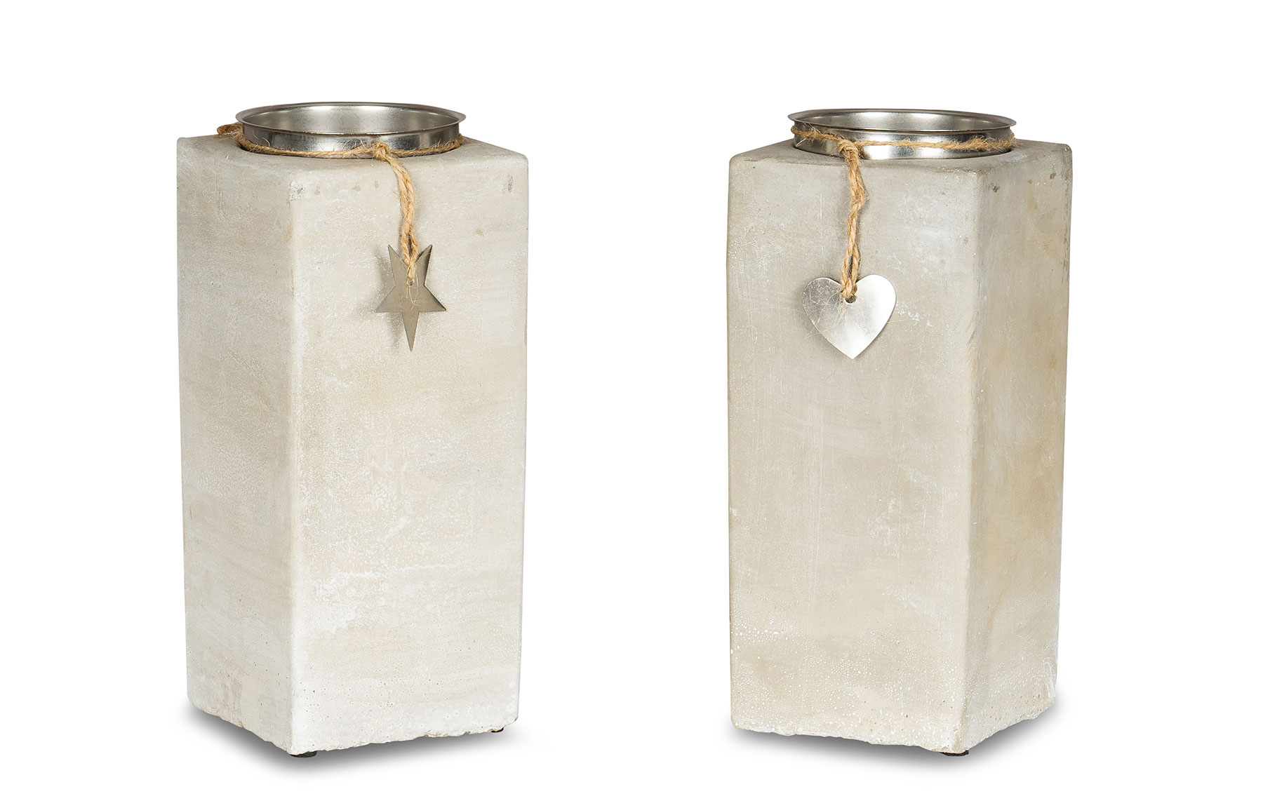 2er Set Kerzenständer Beton Je 23cm Hoch Kerzenleuchter Grau Kerzenhalter Deko