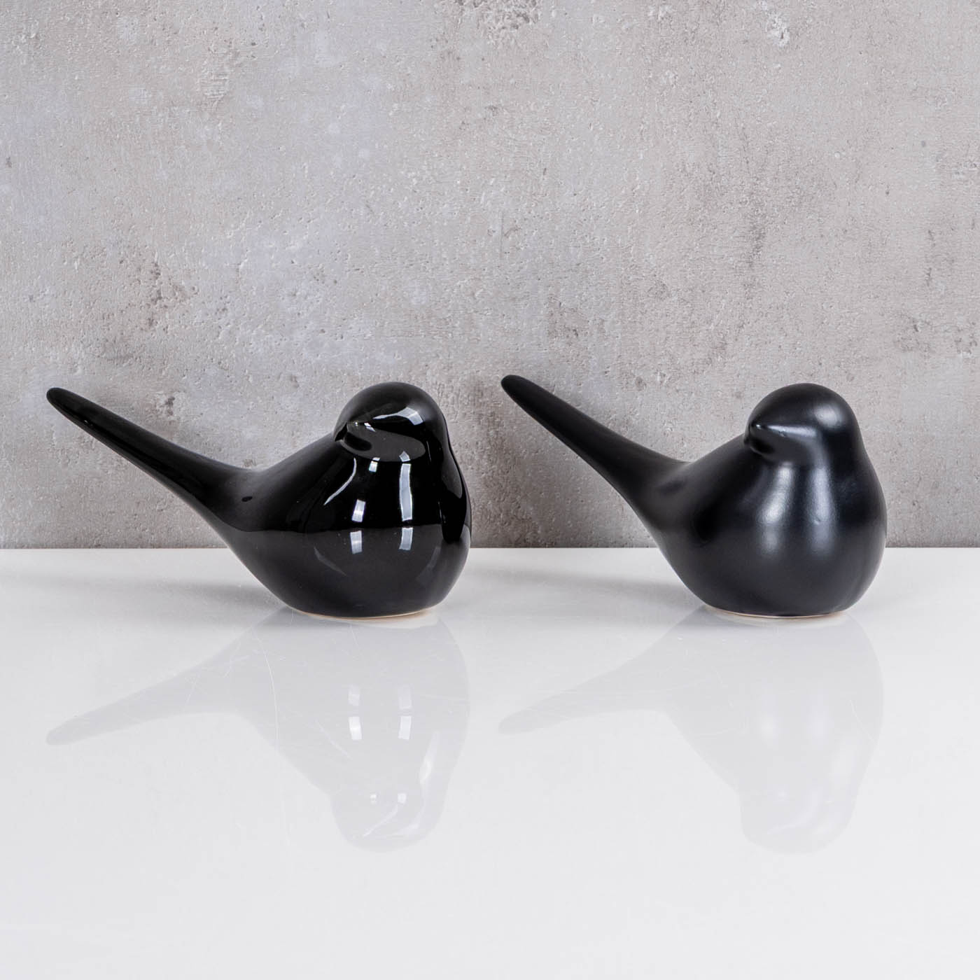 2er Set Dekofigur Vogel Schwarz Porzellan Tischdeko Deko Aufsteller Skulptur