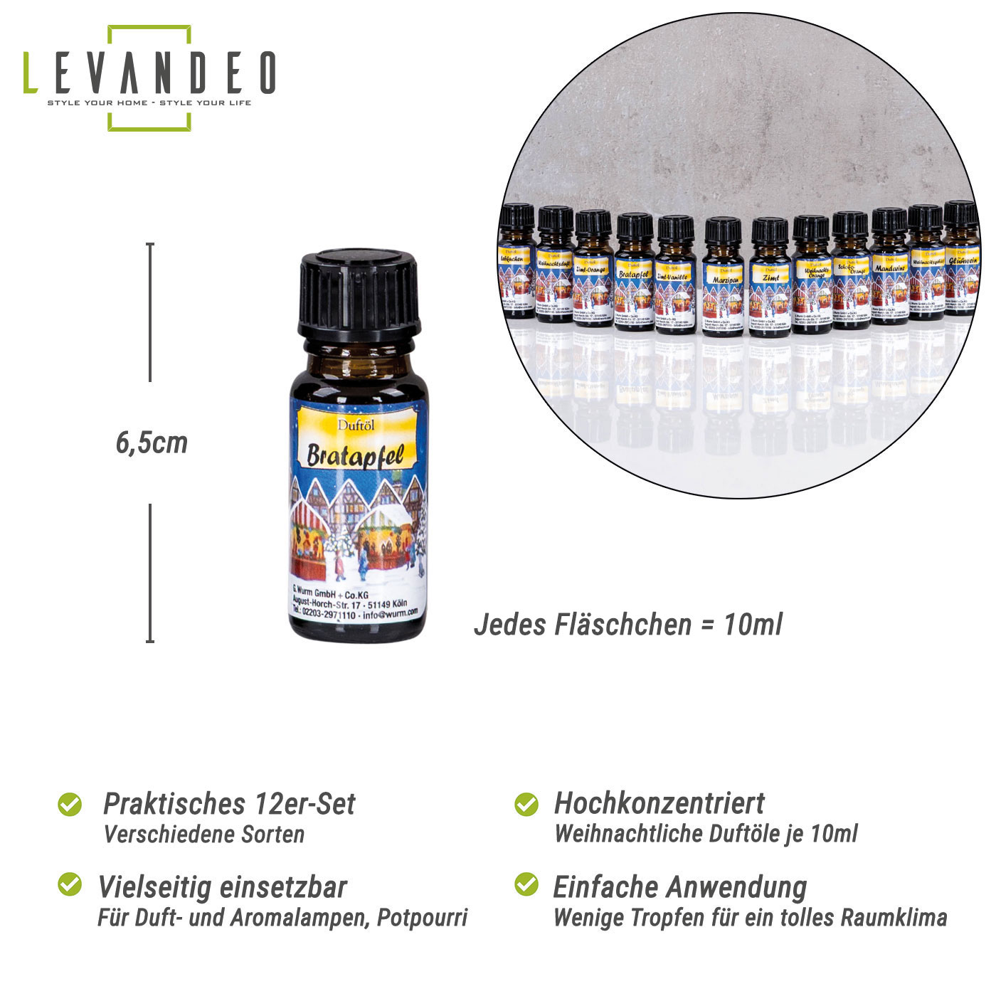 12er Set Duftöle Weihnachtsduft je 10ml für Duftlampen Raumduft Lufterfrischer