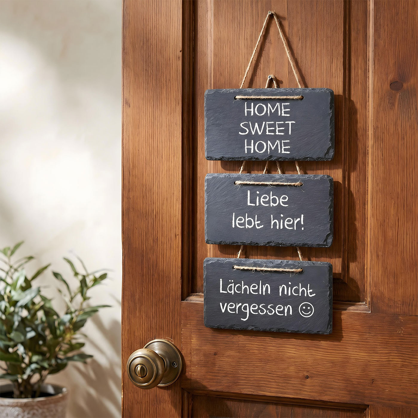3er Set Schiefertafeln 17x9cm Kreidetafel Schieferplatte Tafel Schild Türschild