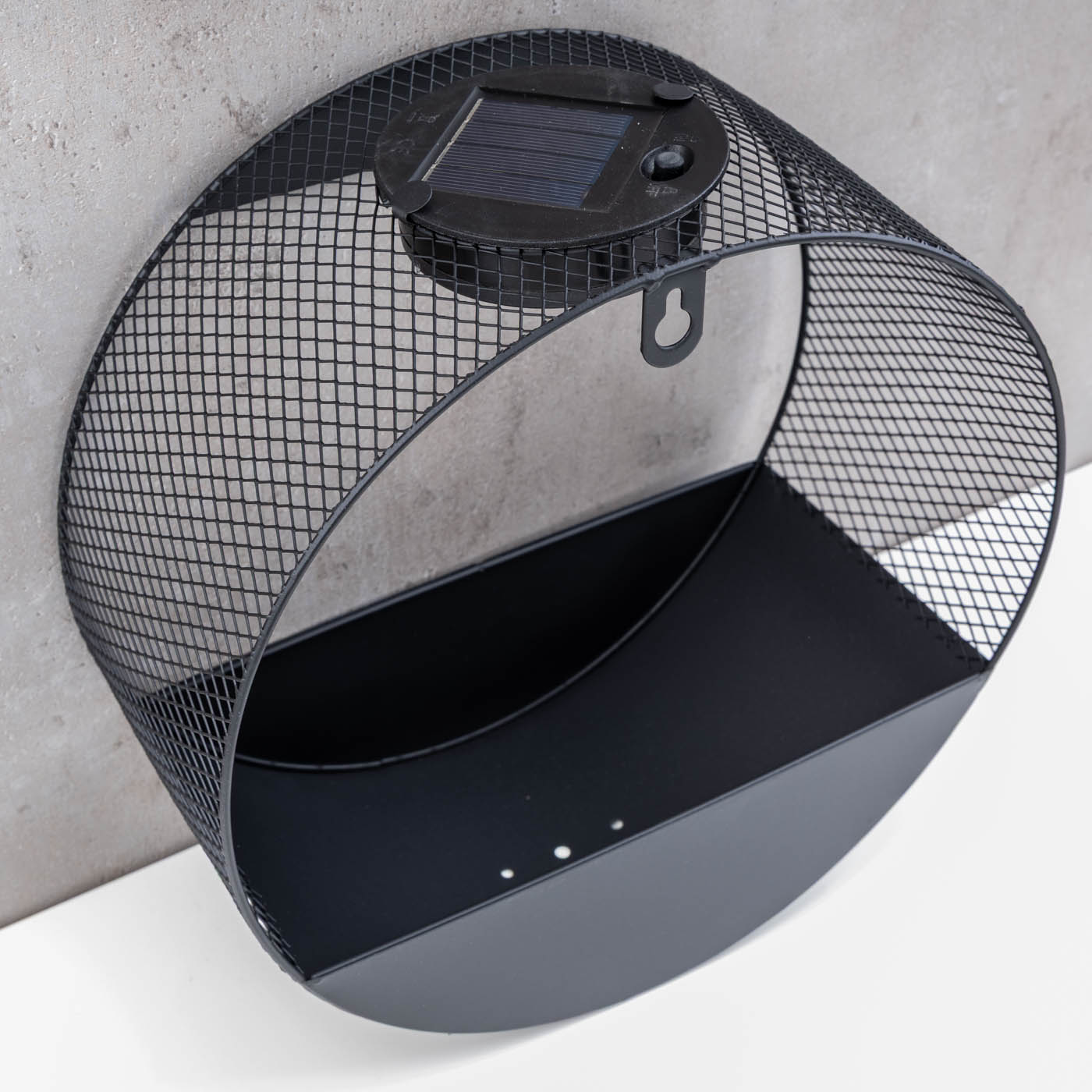 Solar Wandlampe Blumentopf Metall Schwarz - LED Gartenleuchte Industrial Design