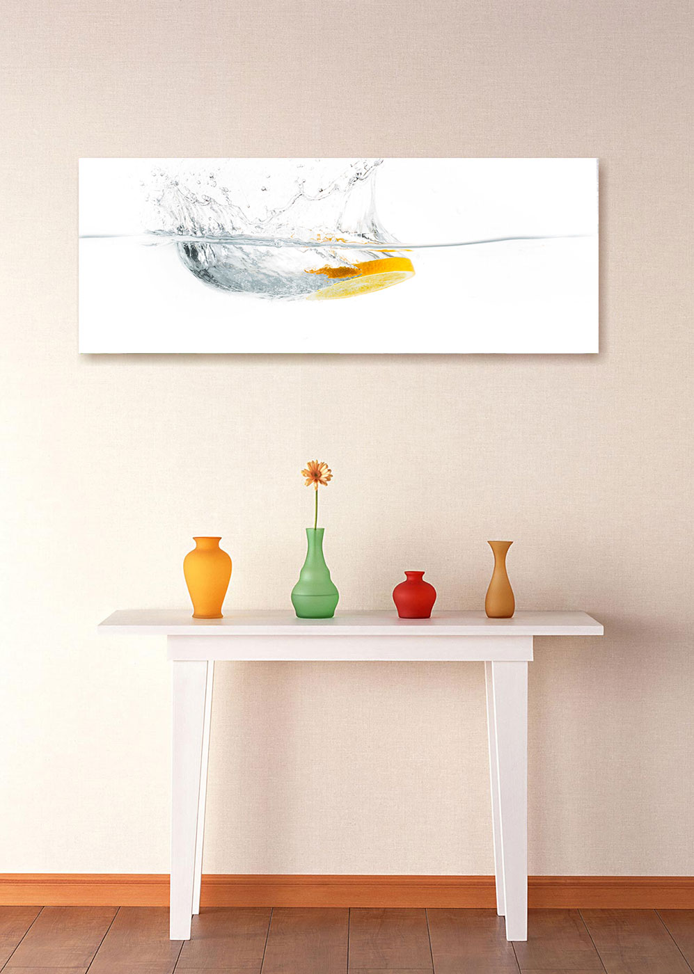 levandeo Glasbild 30x80cm Wandbild Glas Frucht Fruit Orange Küche Deko Wanddeko