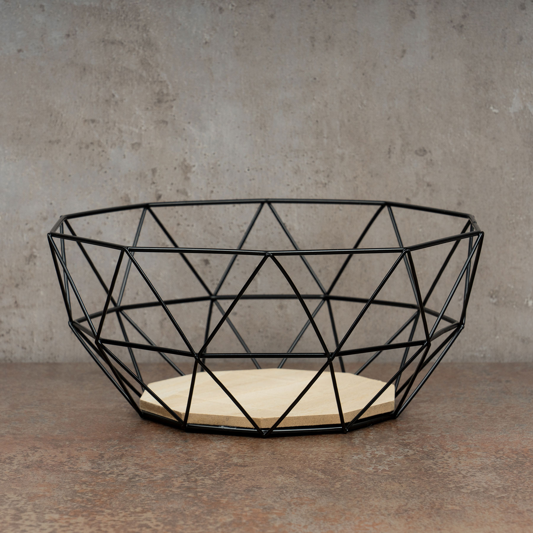 Korb Metall Schwarz 26x12cm Modern Holz MDF Braun Schüssel Schale Deko Design