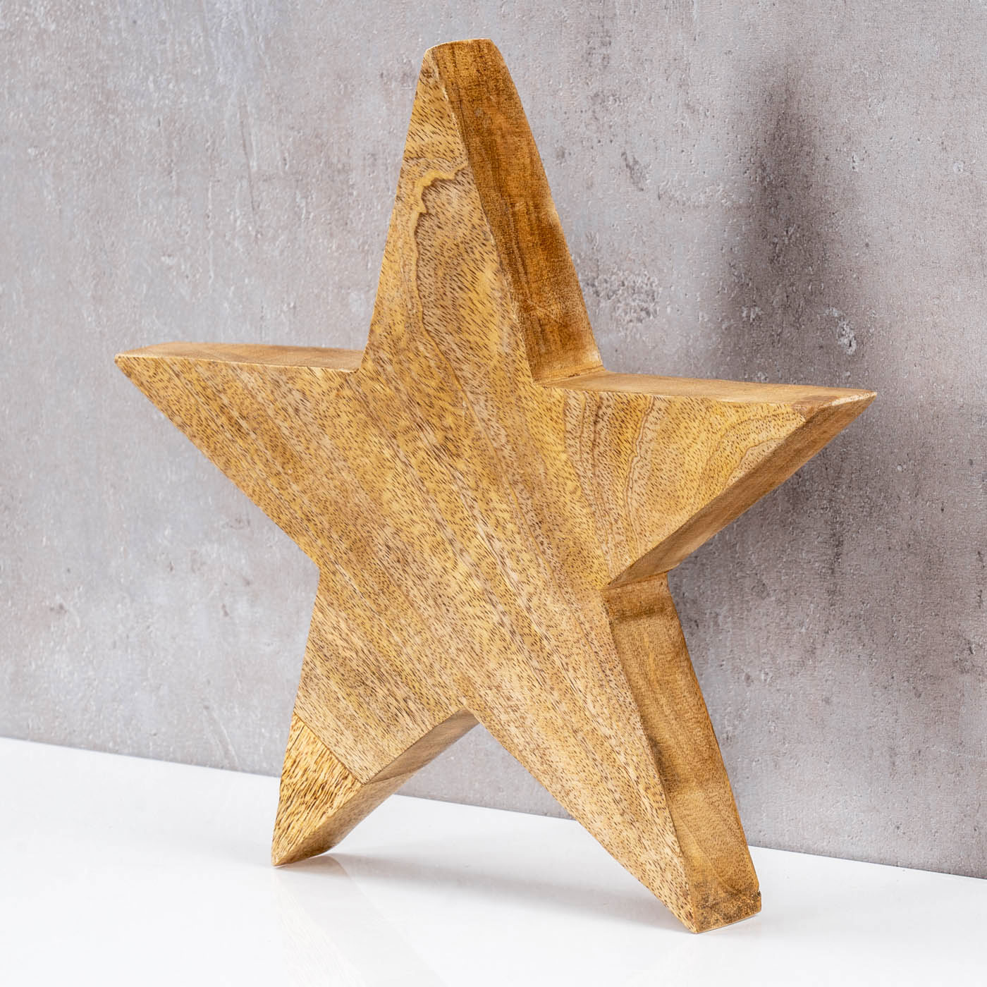Stern Holzstern Mango 30cm Mangoholz Braun Natur Deko Tischdeko Holzdeko