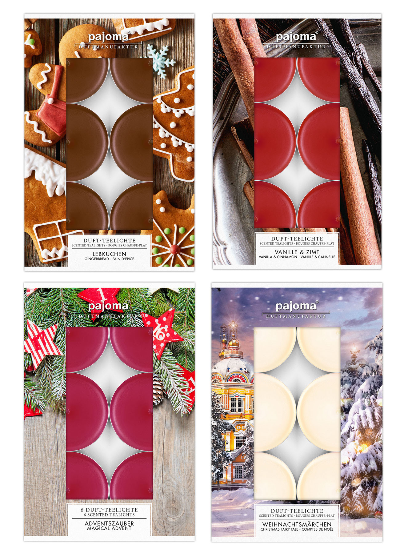 24 Kerzen 4x6 Stück Weihnachtsdüfte Weihnachtlich Duftkerzen Teelicht Tischdeko