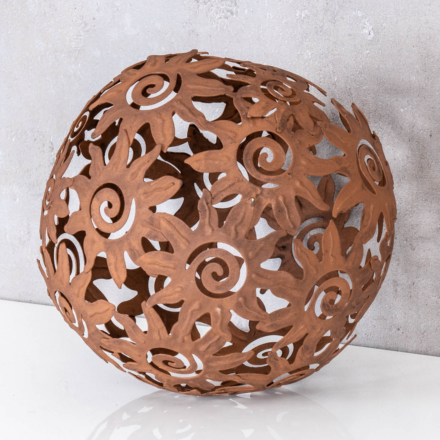 Gartendeko Rost Kugel Ø 18cm Garten Metallkugel Braun Dekokugel Sonne Rostdeko
