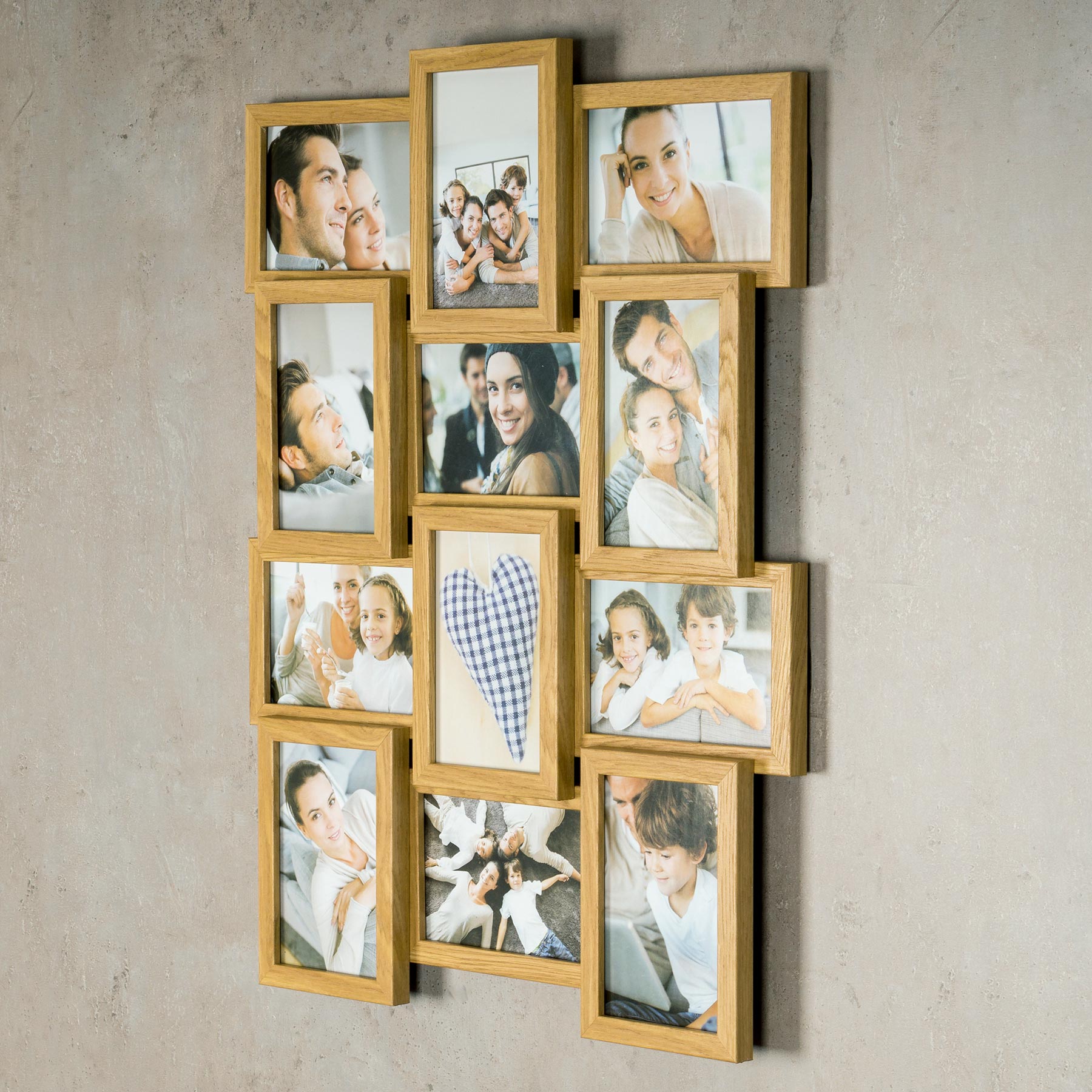 levandeo Bilderrahmen Collage 45x58cm 12 Fotos 10x15 Eiche MDF Holz Glasscheiben