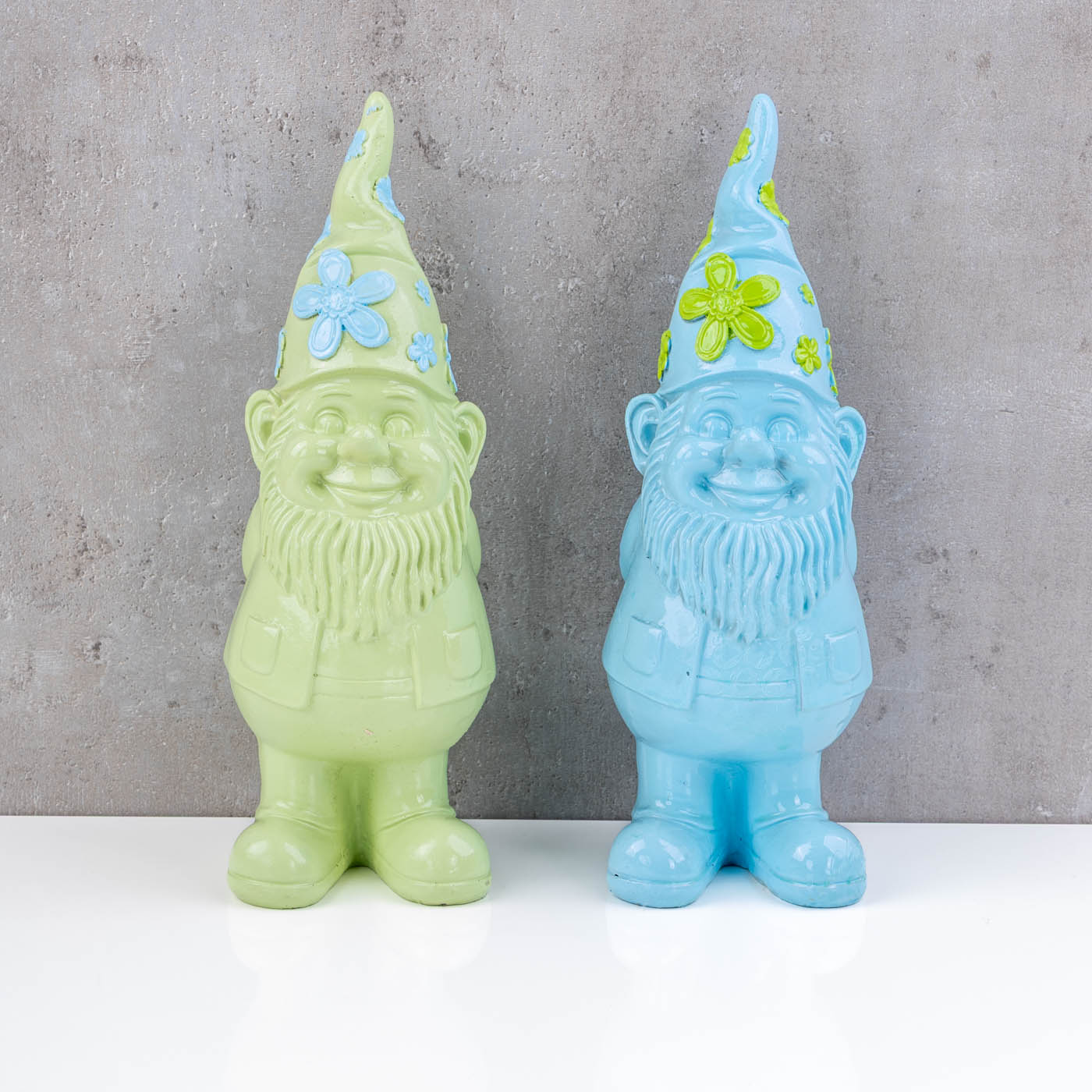 2er Set Gartenzwerg H27cm Deko Figuren Wichtel Kunstharz Gartendeko Tischdeko