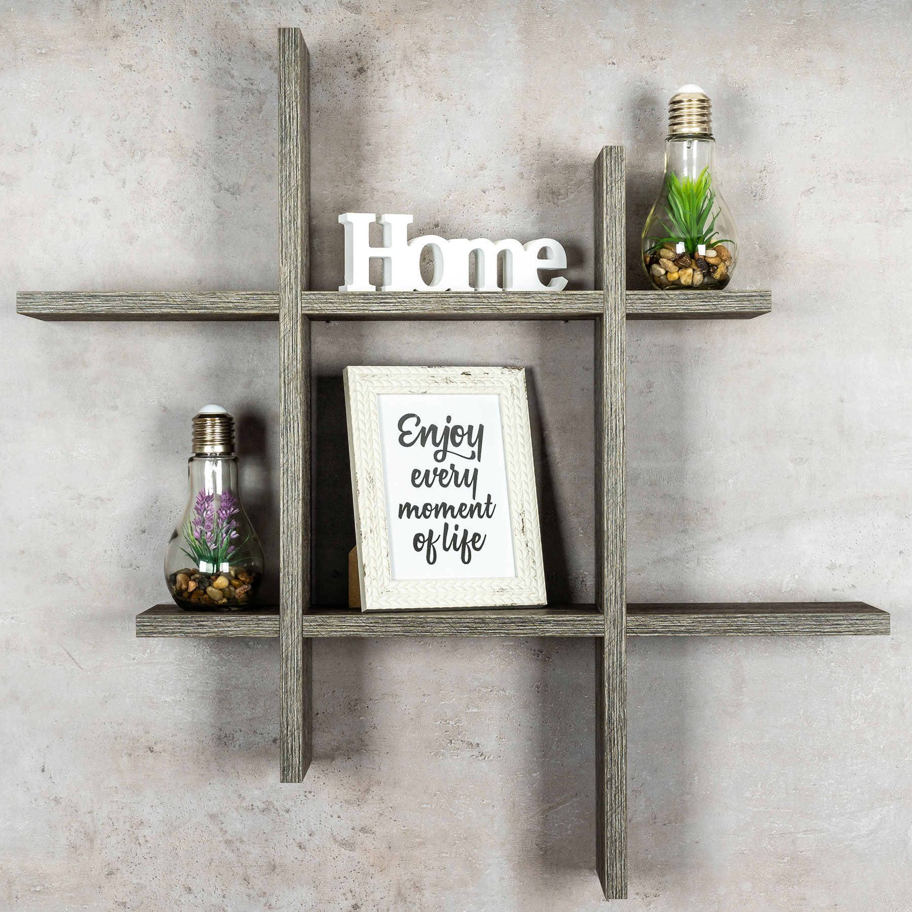 Hashtag Regal 75x75cm Wandregal Holz Altholz Shabby Chic Vintage Bücherregal