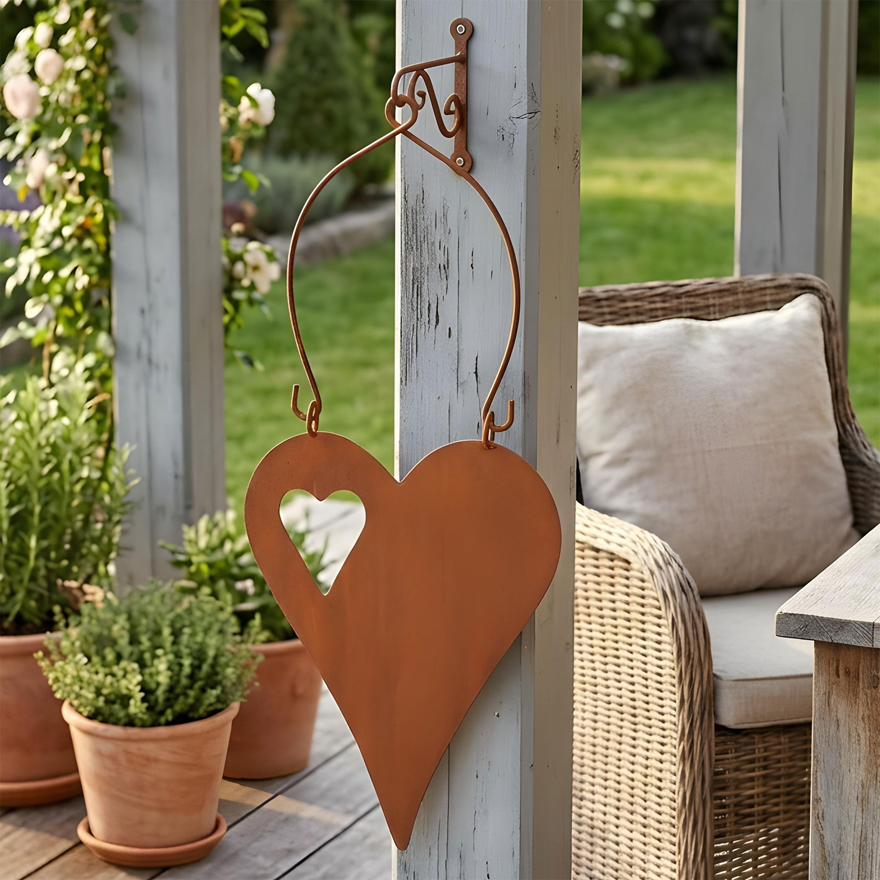 Schild Herz 15x32cm Gartendeko Türschild Edelrost Wandbild Rostdeko Deko