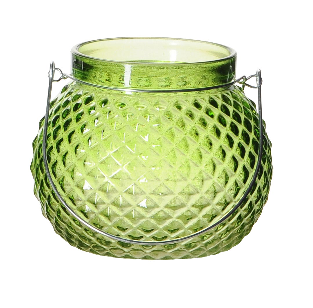 3er Set Windlicht Glas 12x10cm Grün Transparent Deko Teelichthalter Tischdeko