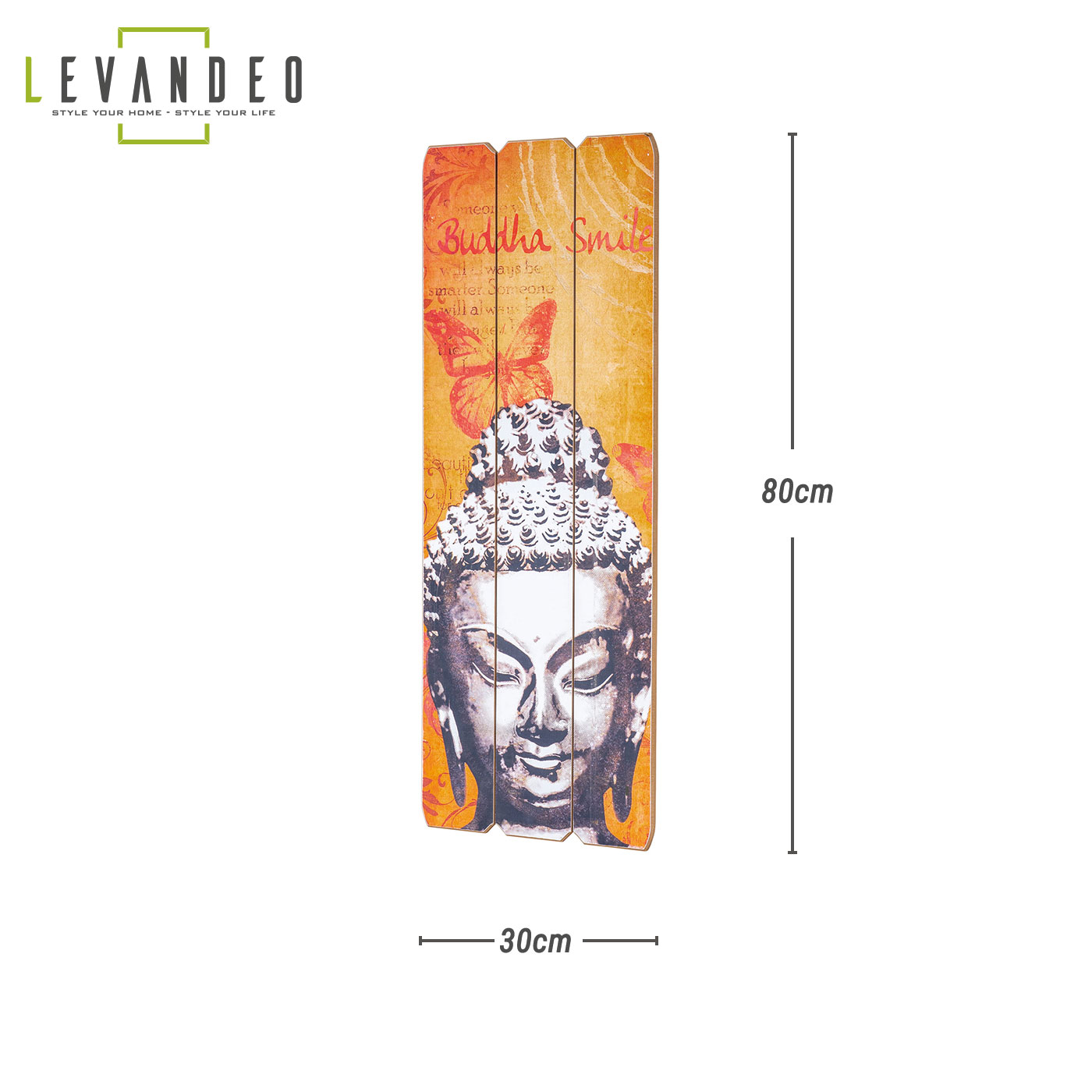 Buddha Wand Deko 30x80cm Holzbild Wandbild Holzdeko Schild Wanddeko