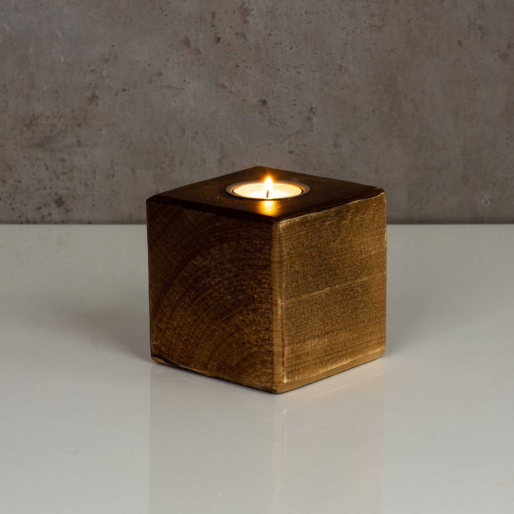 levandeo Teelichthalter Holz Massiv 10x10cm Nussbaum Farbig Kerzenständer Deko