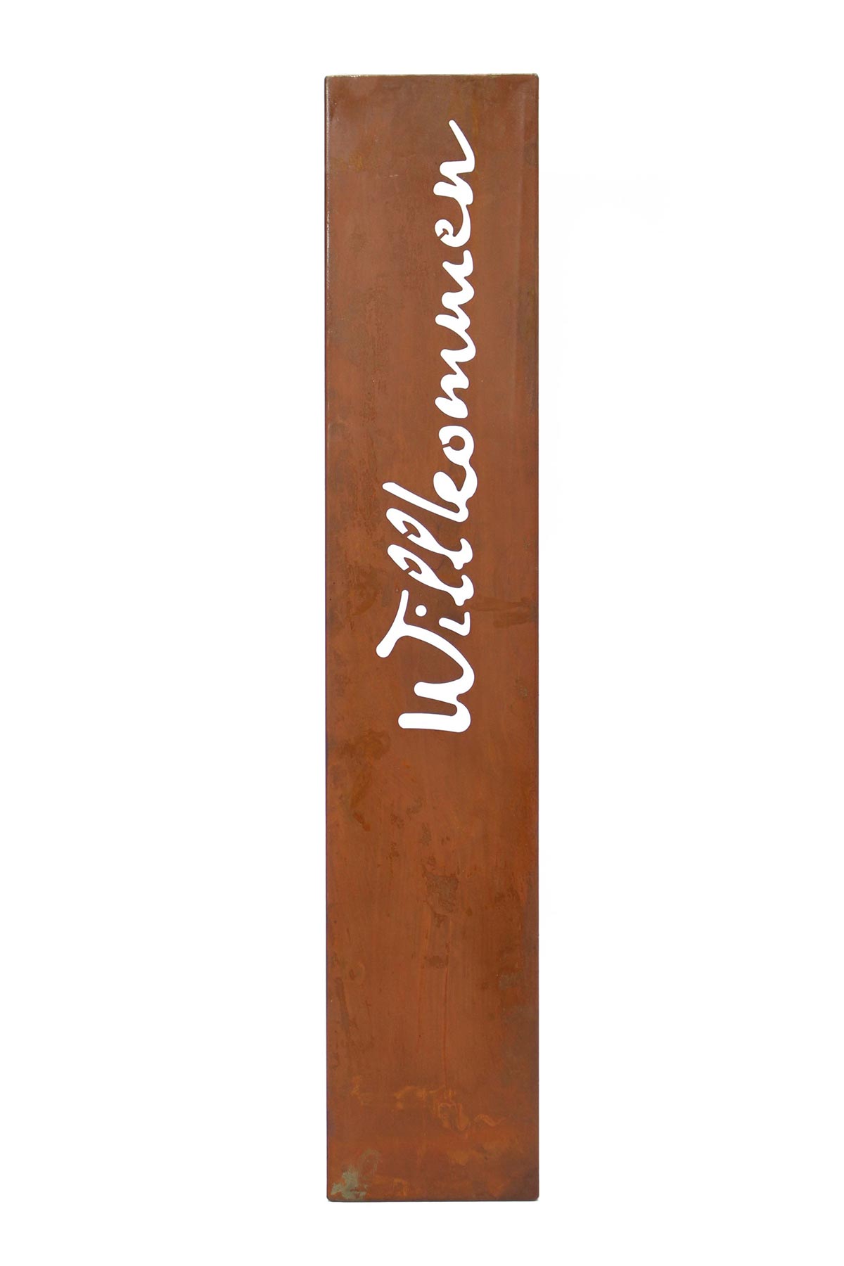 Stele Willkommen H75cm Garten-Deko Rost Rostdeko Edelrost Garten-Schild Braun