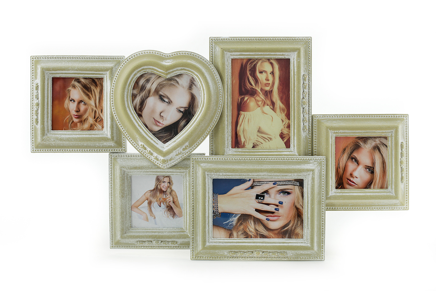 Fotogalerie Holz creme weiß Shabby Chic Vintage Bilderrahmen Collage