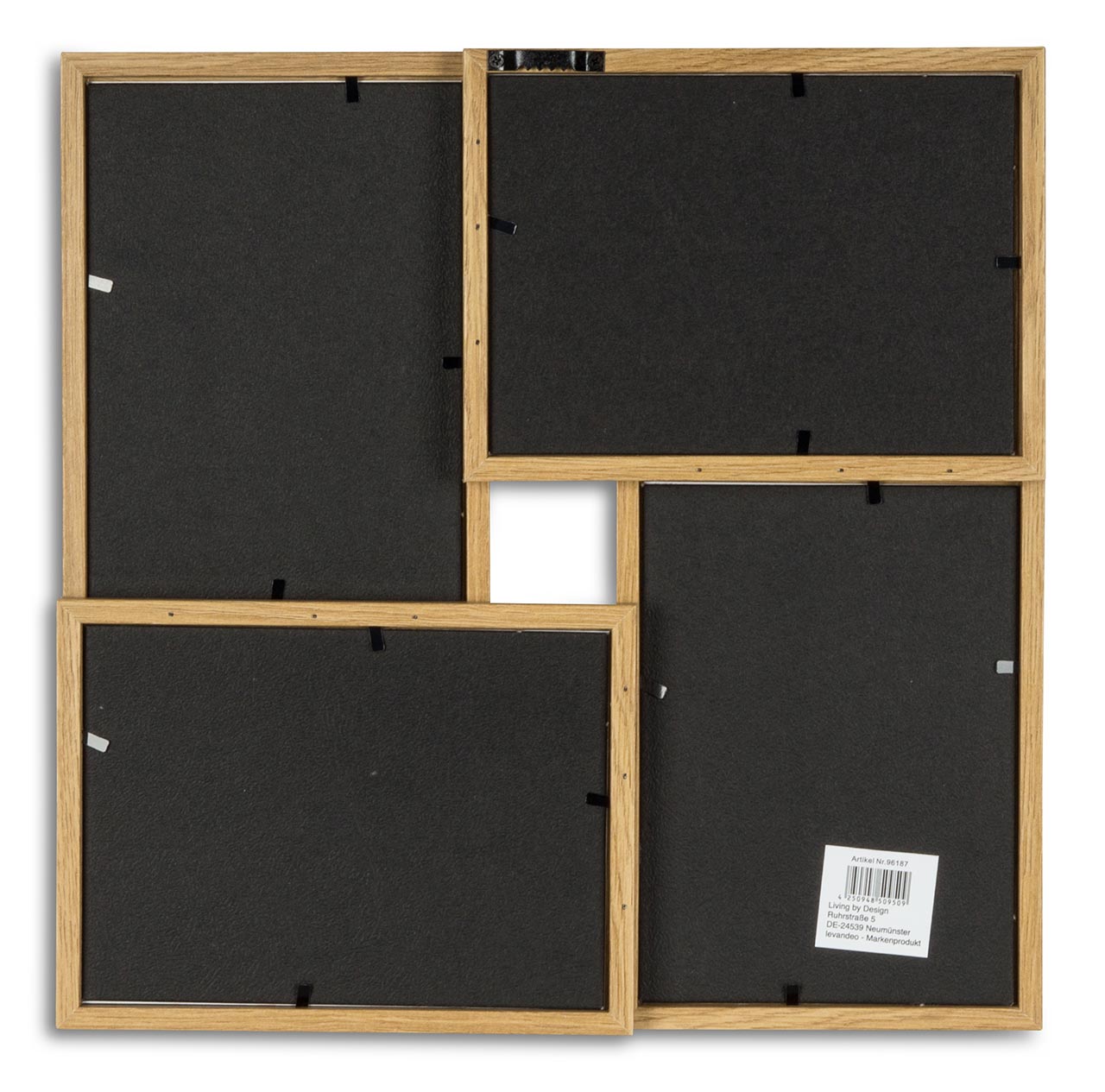 levandeo Bilderrahmen Collage B x H: 34x34cm 4 Fotos 13x18 Eiche MDF Holz Glas