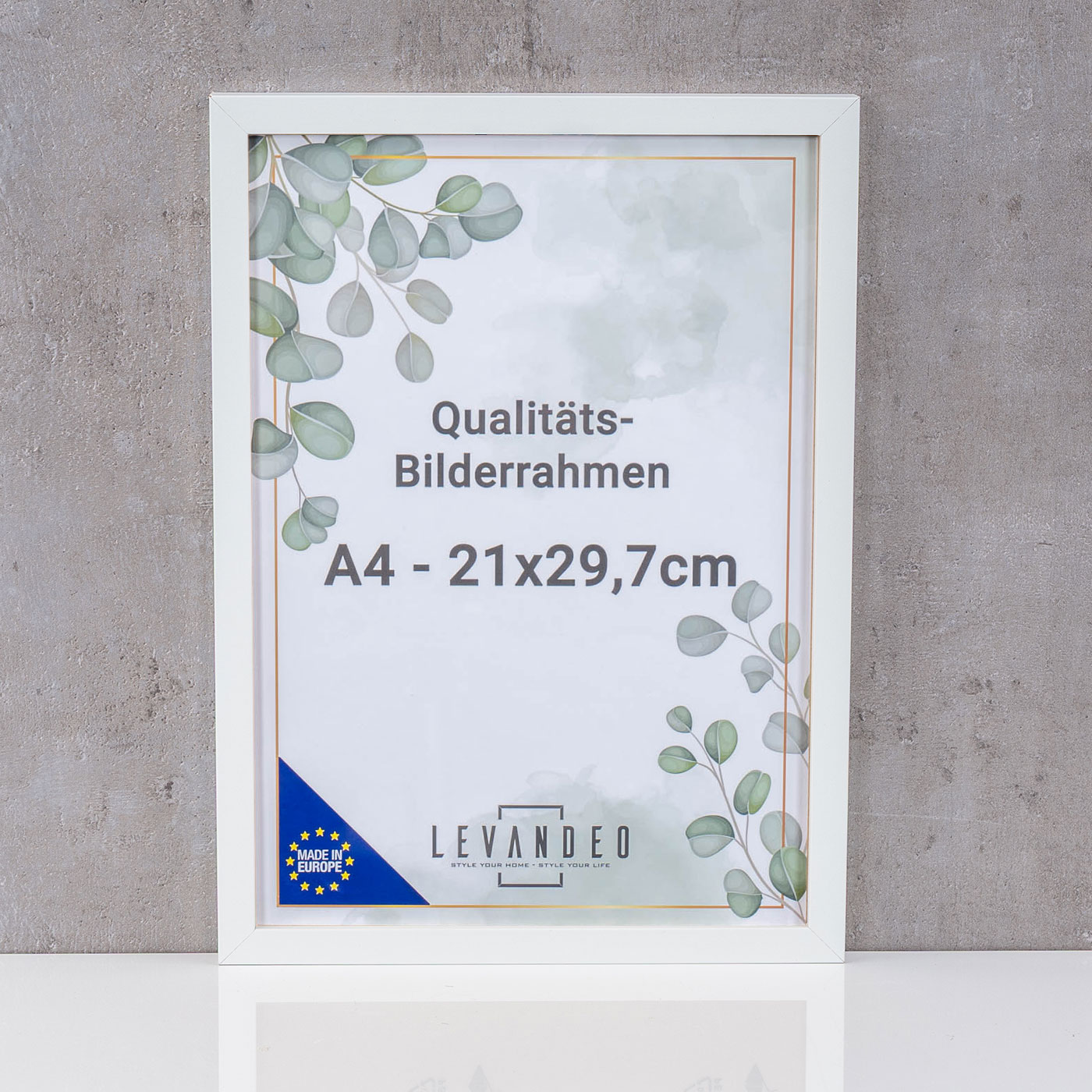 Bilderrahmen A4 Weiß 21x29,7 Made in EU Fotorahmen Poster Urkunde Zeugnis Aufsteller