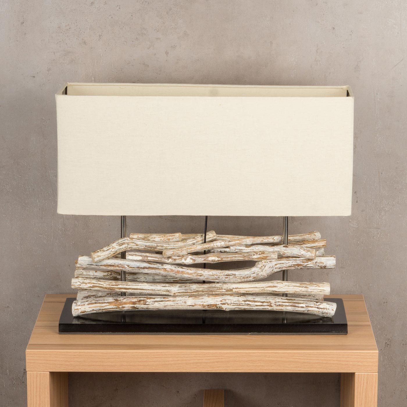 Lampe Tischlampe aus Holz Holzlampe Tischleuchte Treibholz 45cm hoch