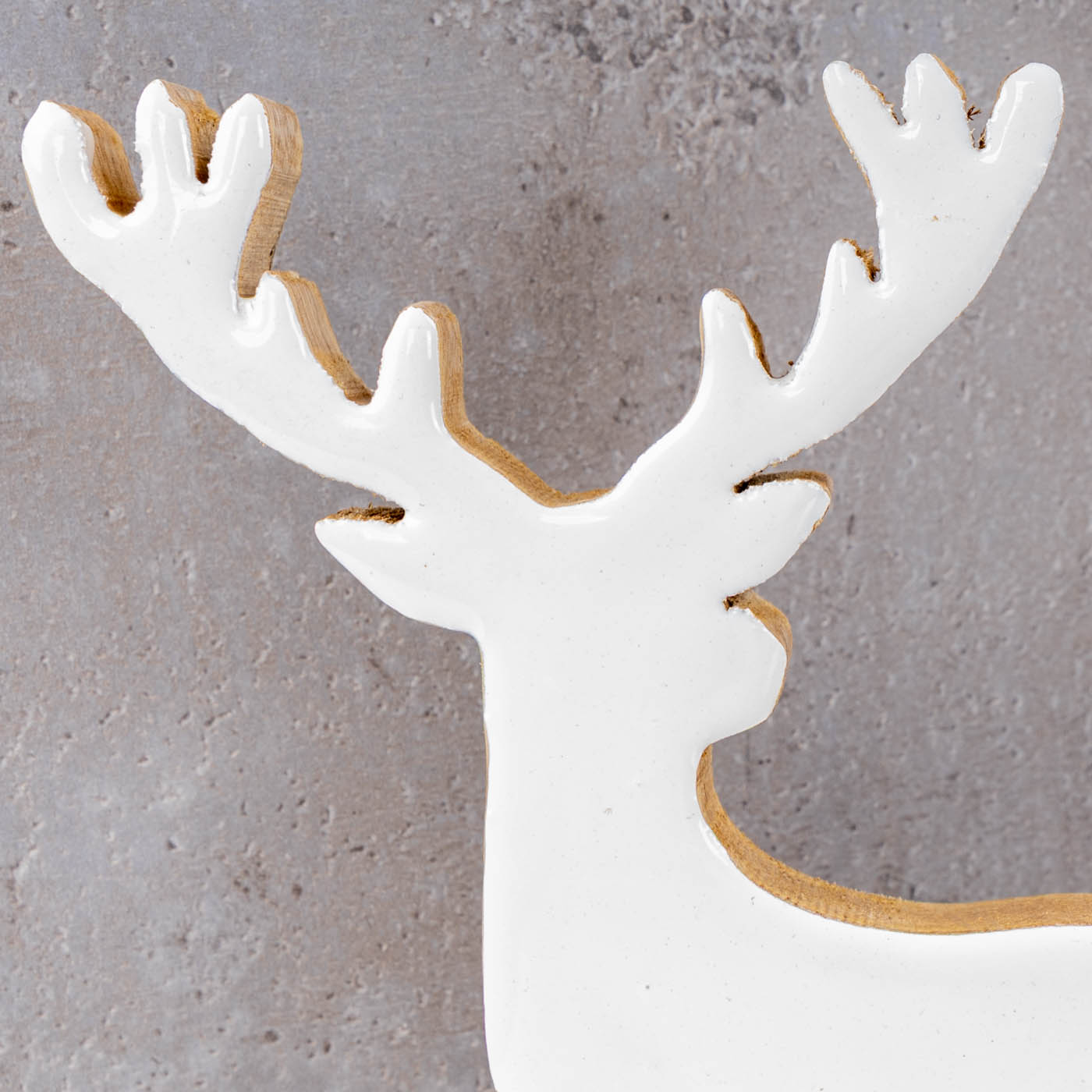 Deko Aufsteller Hirsch Holz H21cm Mango Weiß Natur Braun Elch Tischdeko Weihnachten