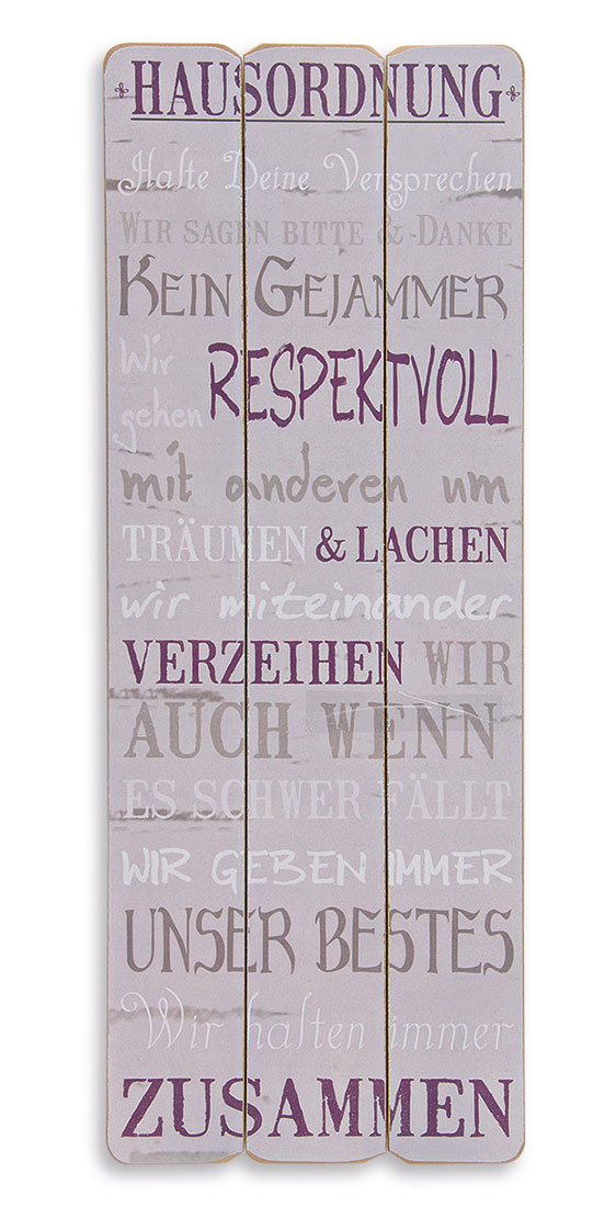 Holz-Schild Hausordnung Wandbild Schild Wandobjekt Dekoration Familie