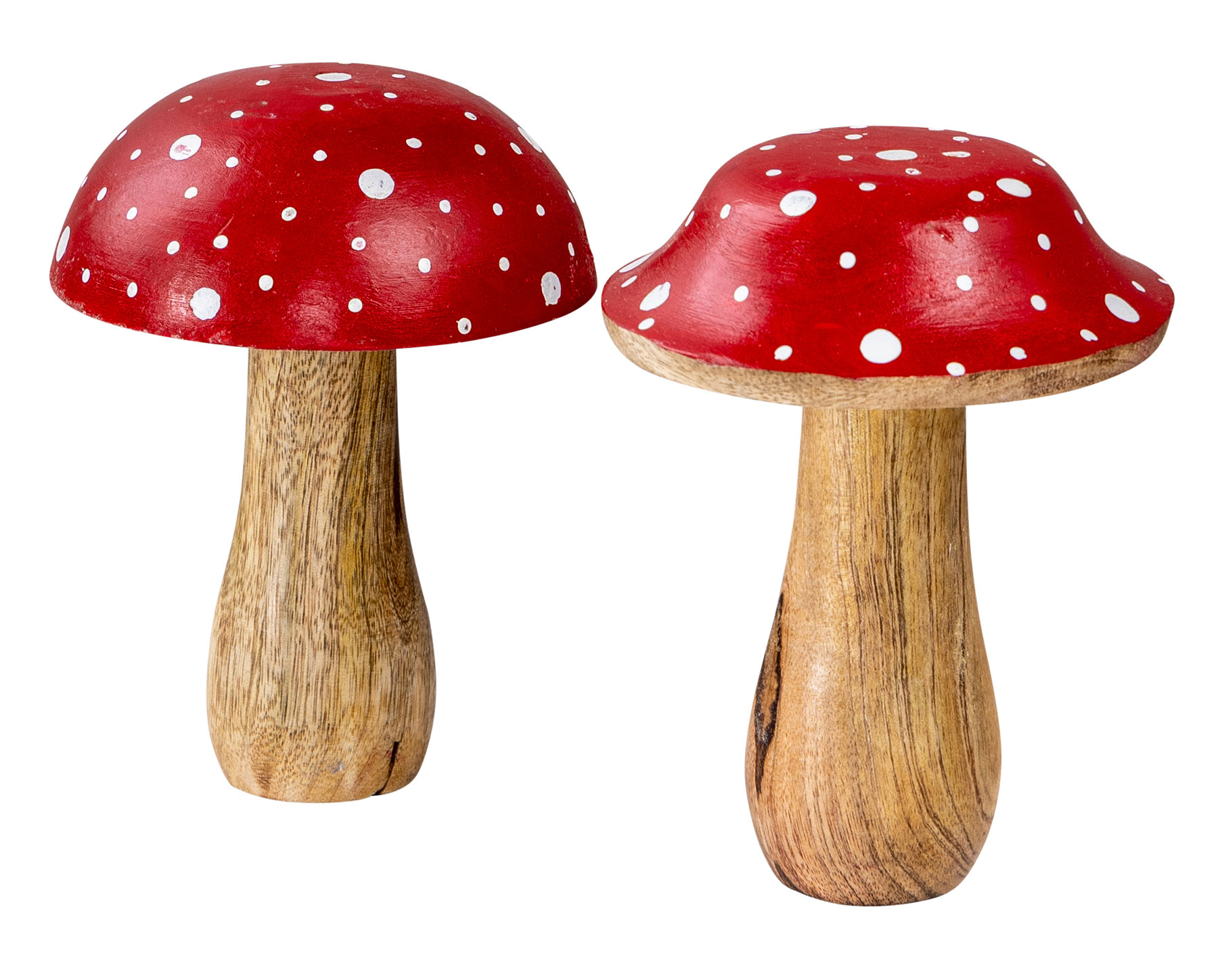 2er Set Deko Fliegenpilz Holzdeko Mango Braun Rot Tischdeko Herbst Herbstdeko