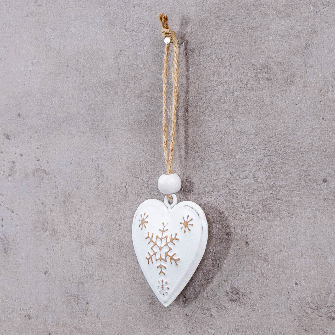 6 Weihnachtsanhänger Metall Weiß Gold Baumschmuck Weihnachtsbaum Stern Herz Deko