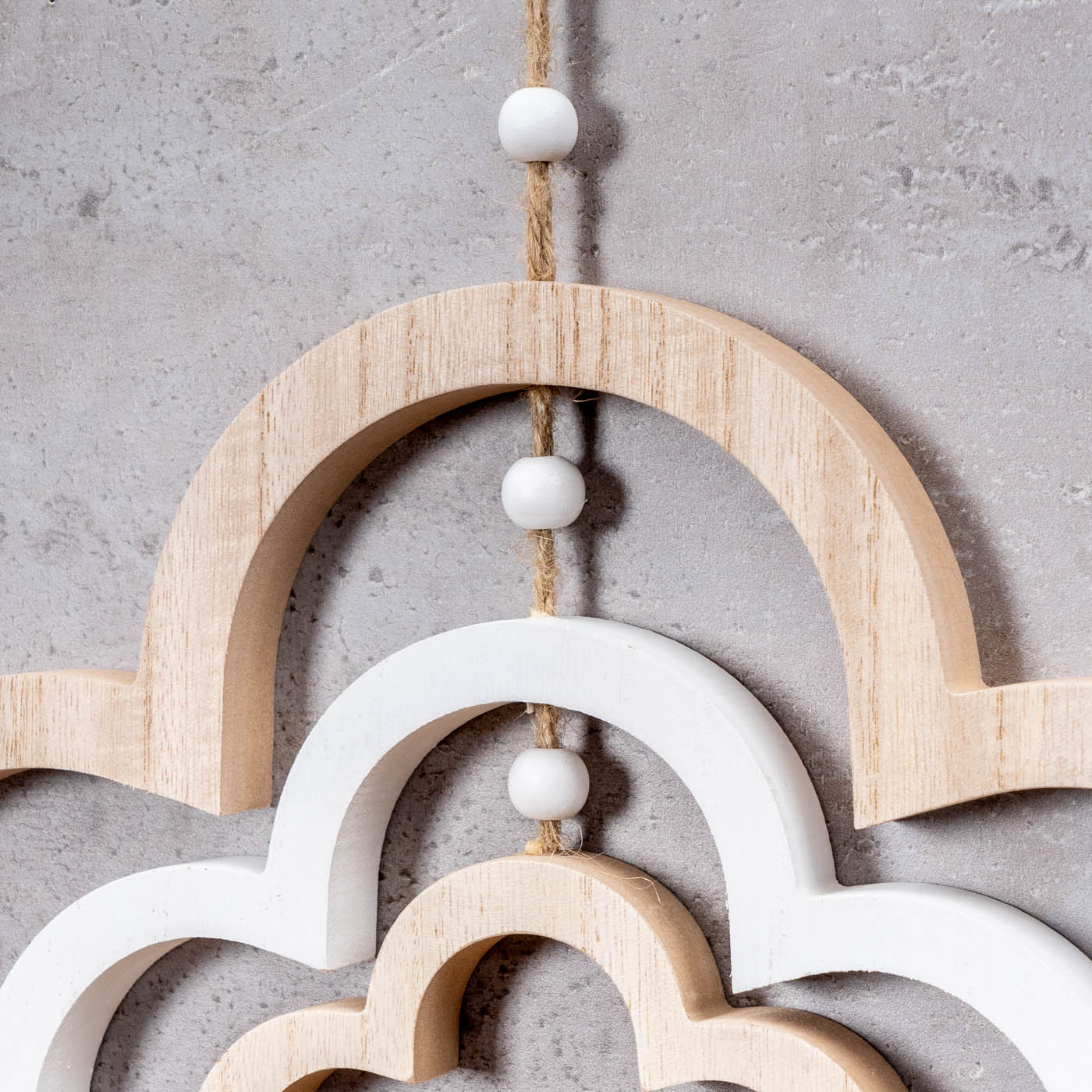 Deko Blume Mobile H35cm Windspiel MDF Holz Natur Weiß Holzblume Hängedeko Deko