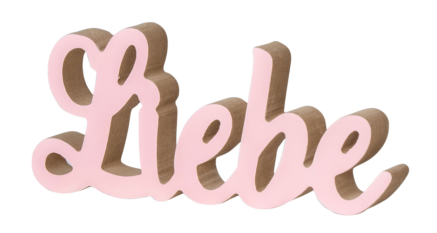 Schriftzug Liebe L22cm Pastell Rosa Holz Tischdeko Deko Aufsteller Wohndeko