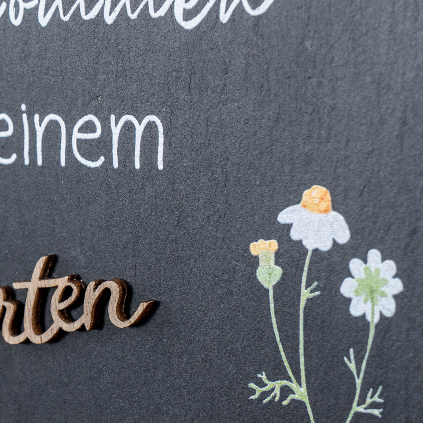 Schiefertafel Garten 20x15cm Willkommen Gartendeko Garten-Schild Wandbild Schwarz