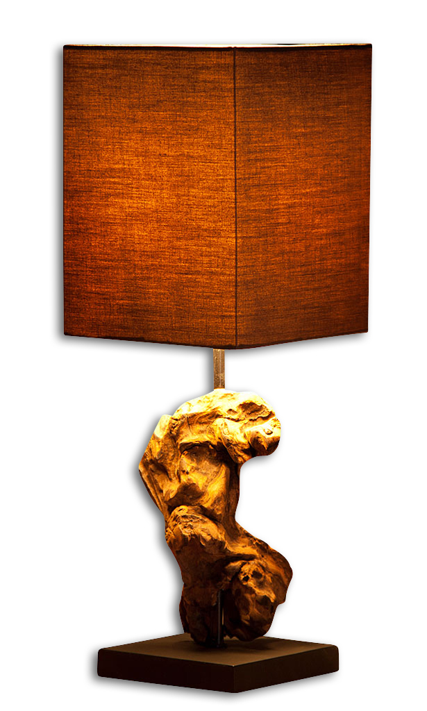 Lampe Tischlampe aus Holz Holzlampe Tischleuchte braun Treibholz 45cm