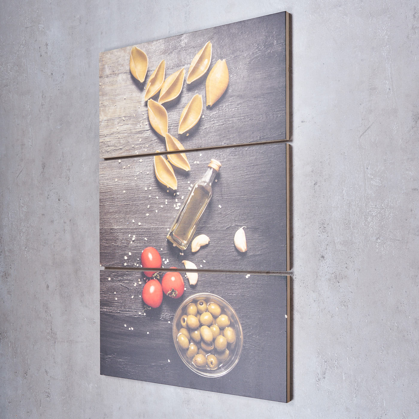3er Set Wandbild B x H 40x60cm Holz Birkenholz Pasta Küche Holzbild Wanddeko