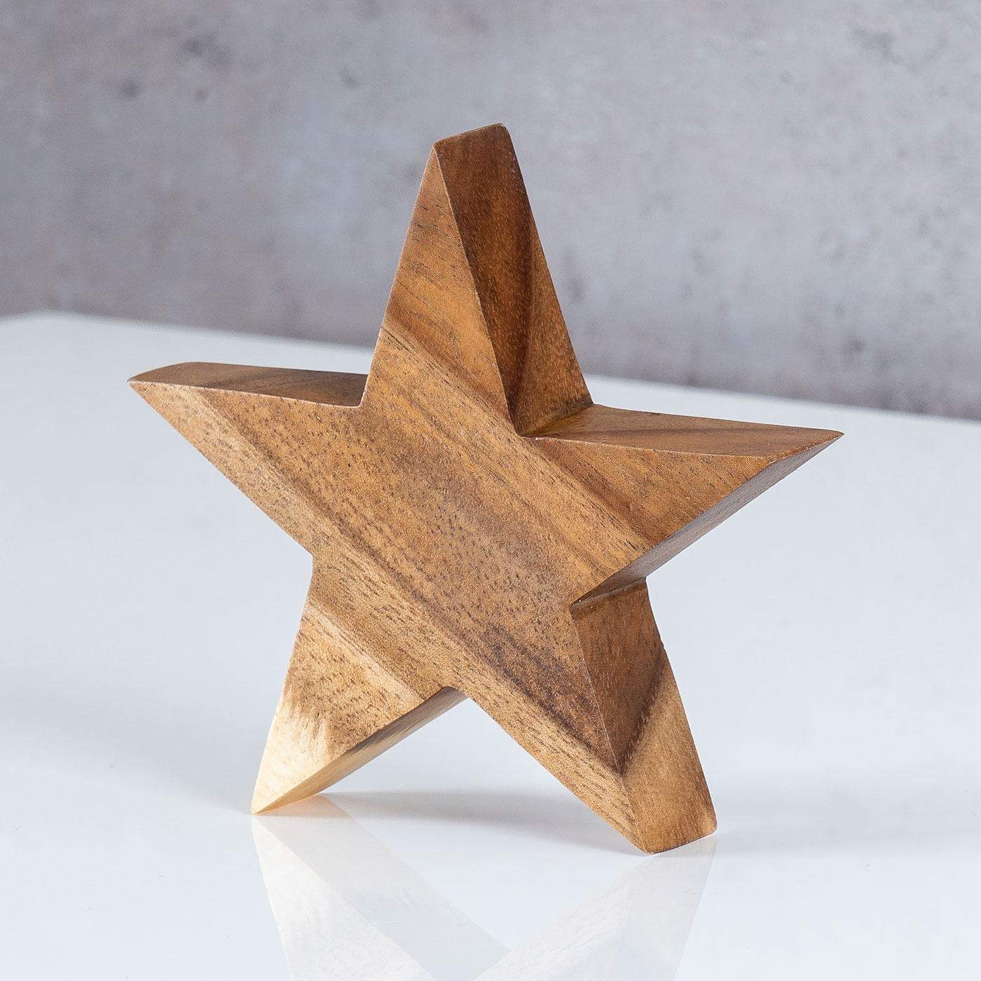 Stern Holzstern Akazie 12cm Akazienholz Braun Natur Deko Tischdeko Holzdeko
