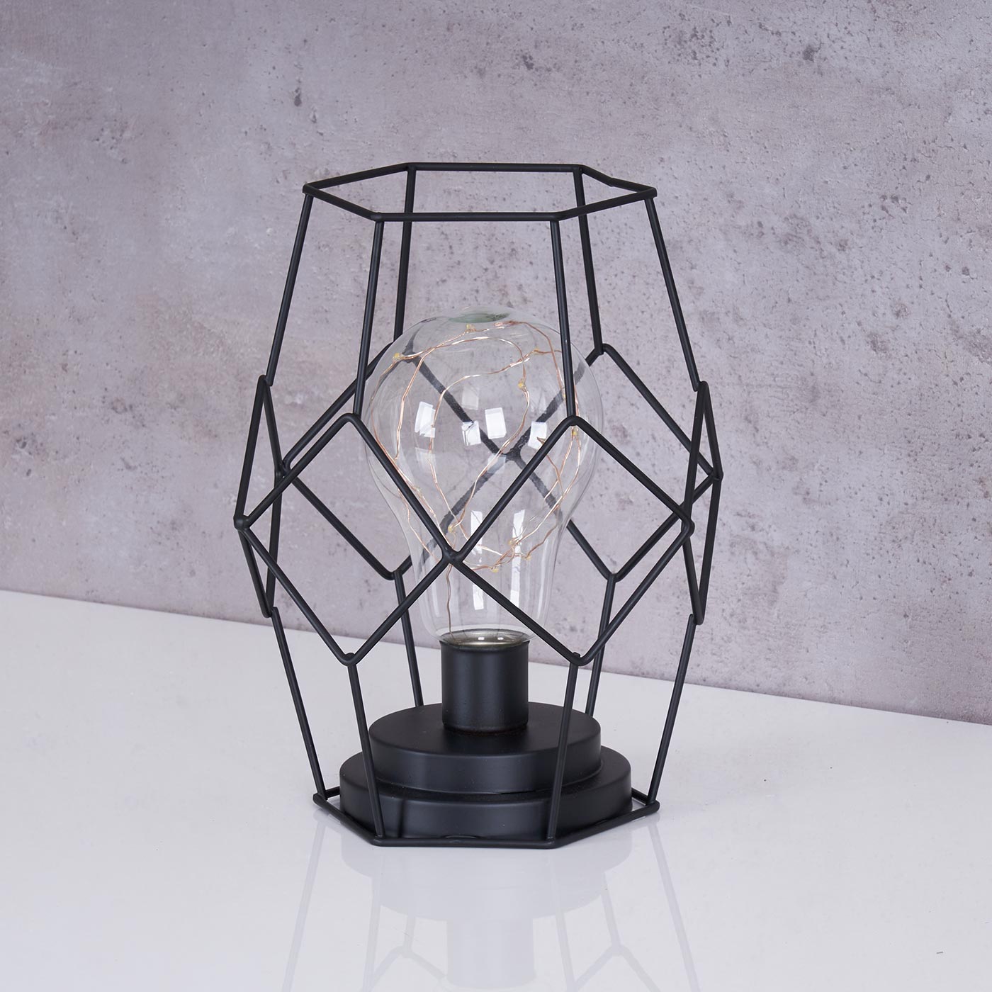 Tischlampe Metall Schwarz LED 17x22cm Lampe Standleuchte Leuchte Deko