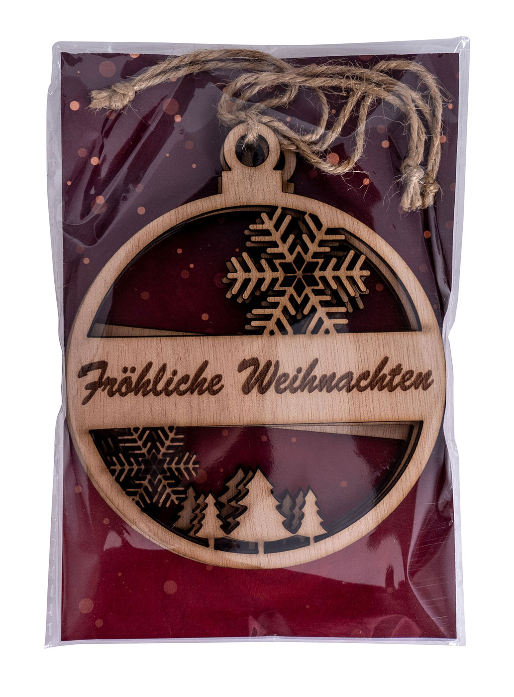 3er Set Deko-Anhänger Fröhliche Weihnachten Holz Birkenholz Baumschmuck Kugel