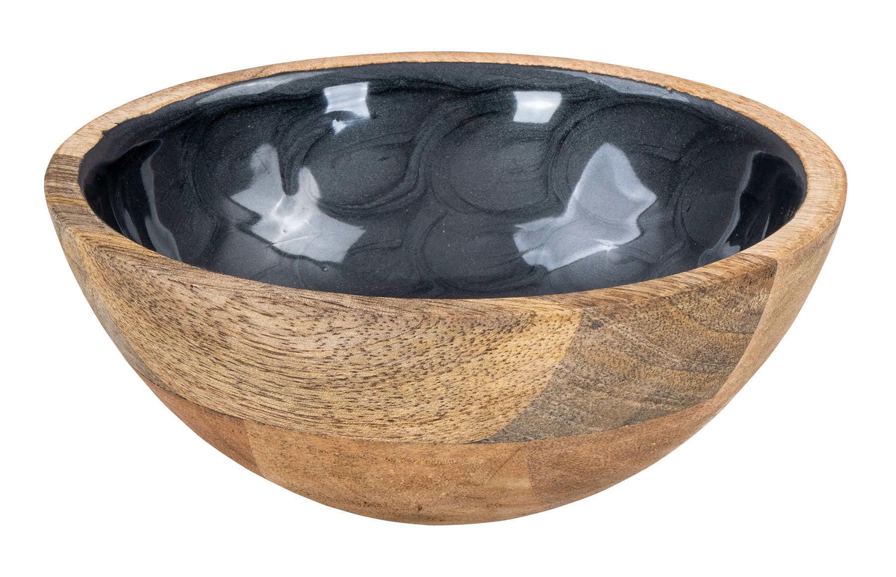 Schüssel 15cm Mango Holz Grau Perlmutt Emaille Schale Bowl Salatschüssel Deko