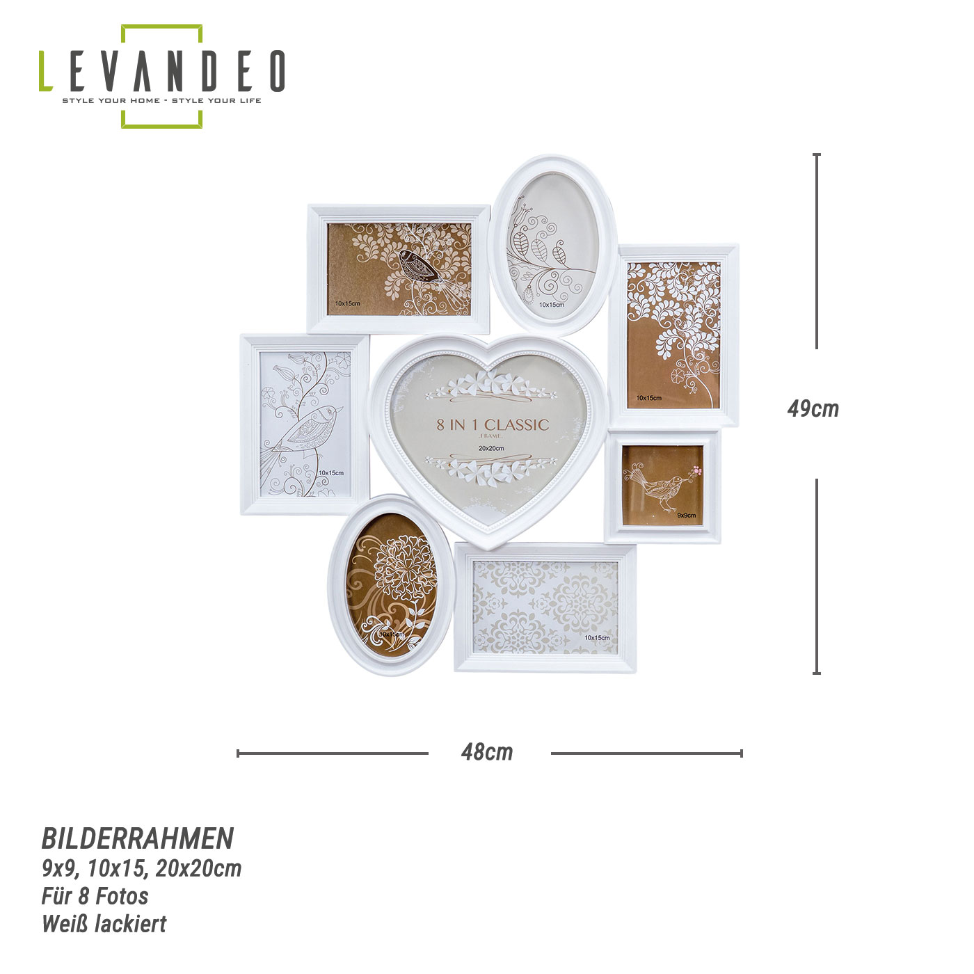Fotorahmen Bilderrahmen Herz Weiß 8 Fotos Shabby Chic Landhaus Collage Hochzeit
